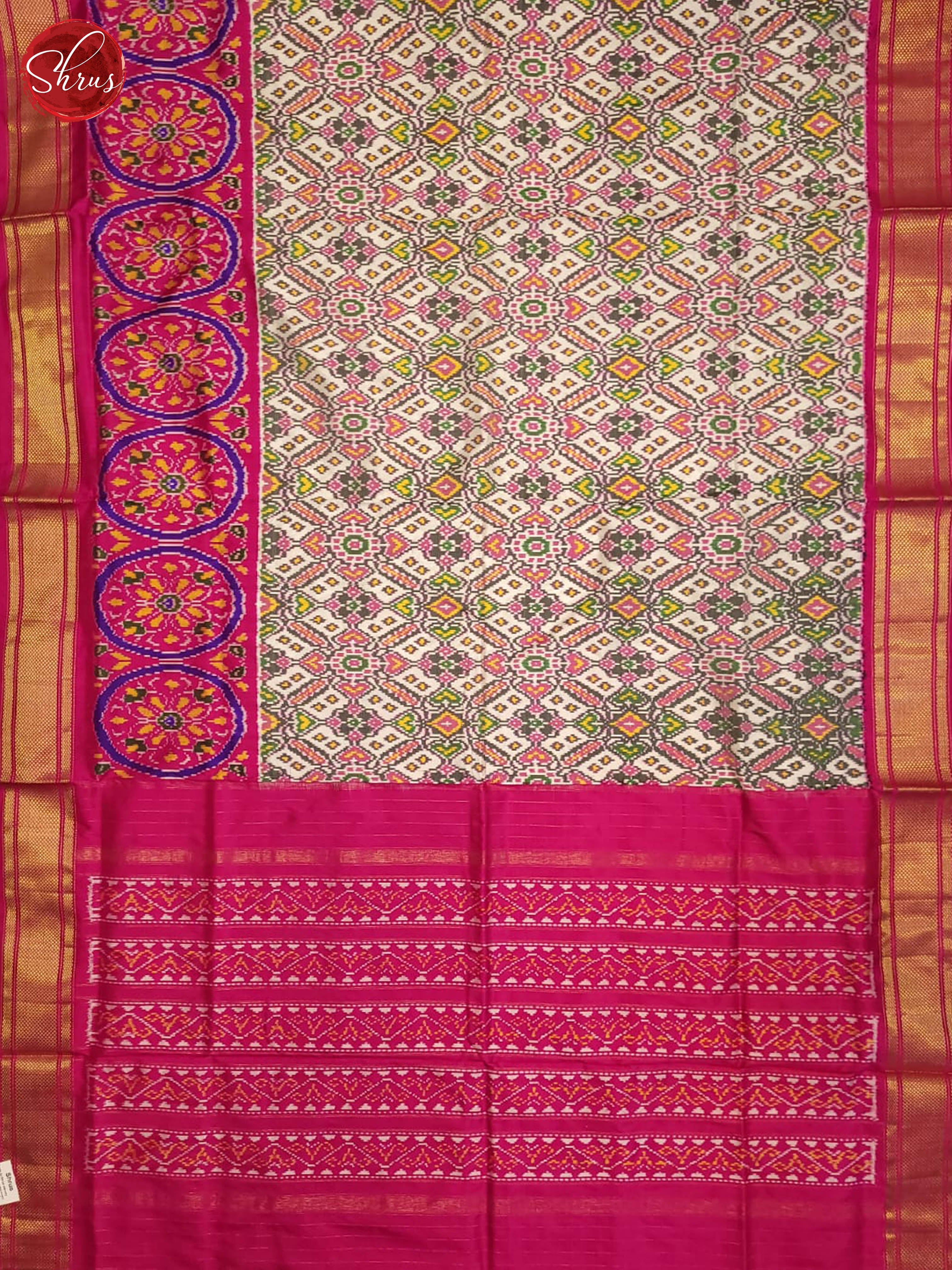 cream and pink- Ikkat Silk Saree - Shop on ShrusEternity.com