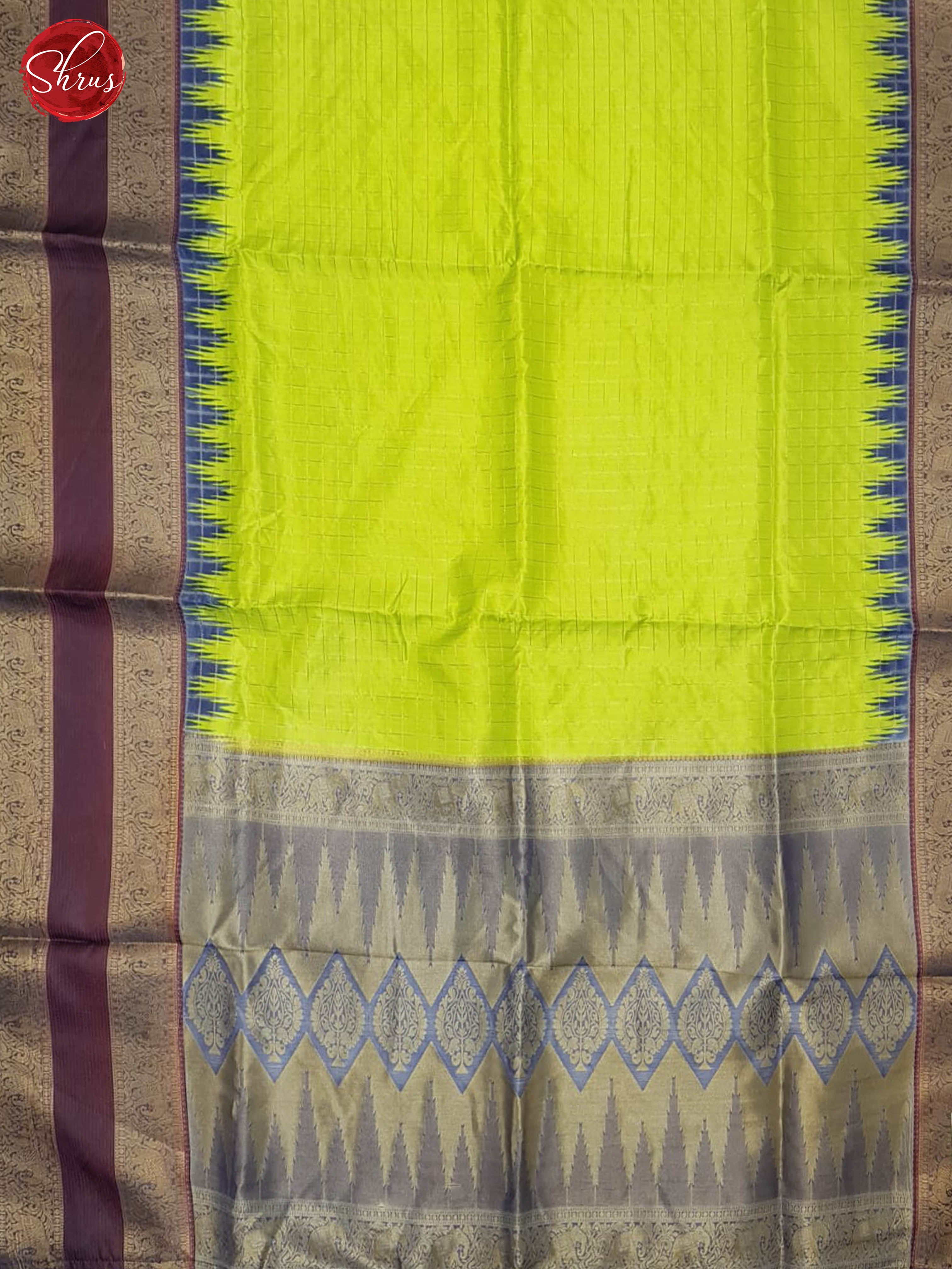 Light Green & Blue - Semi Dupion Saree