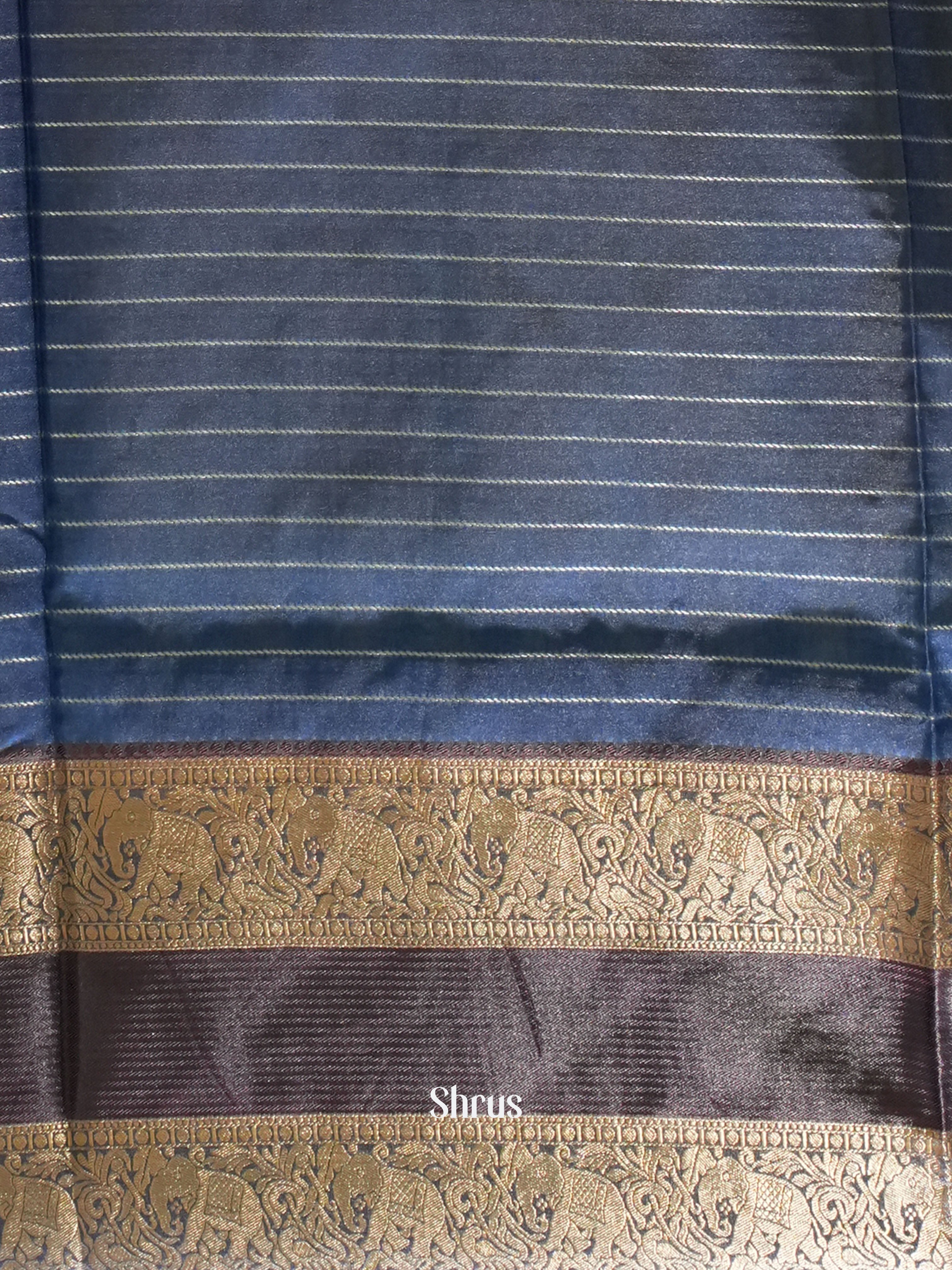 Yellow And Blue - Semi Dupion Saree