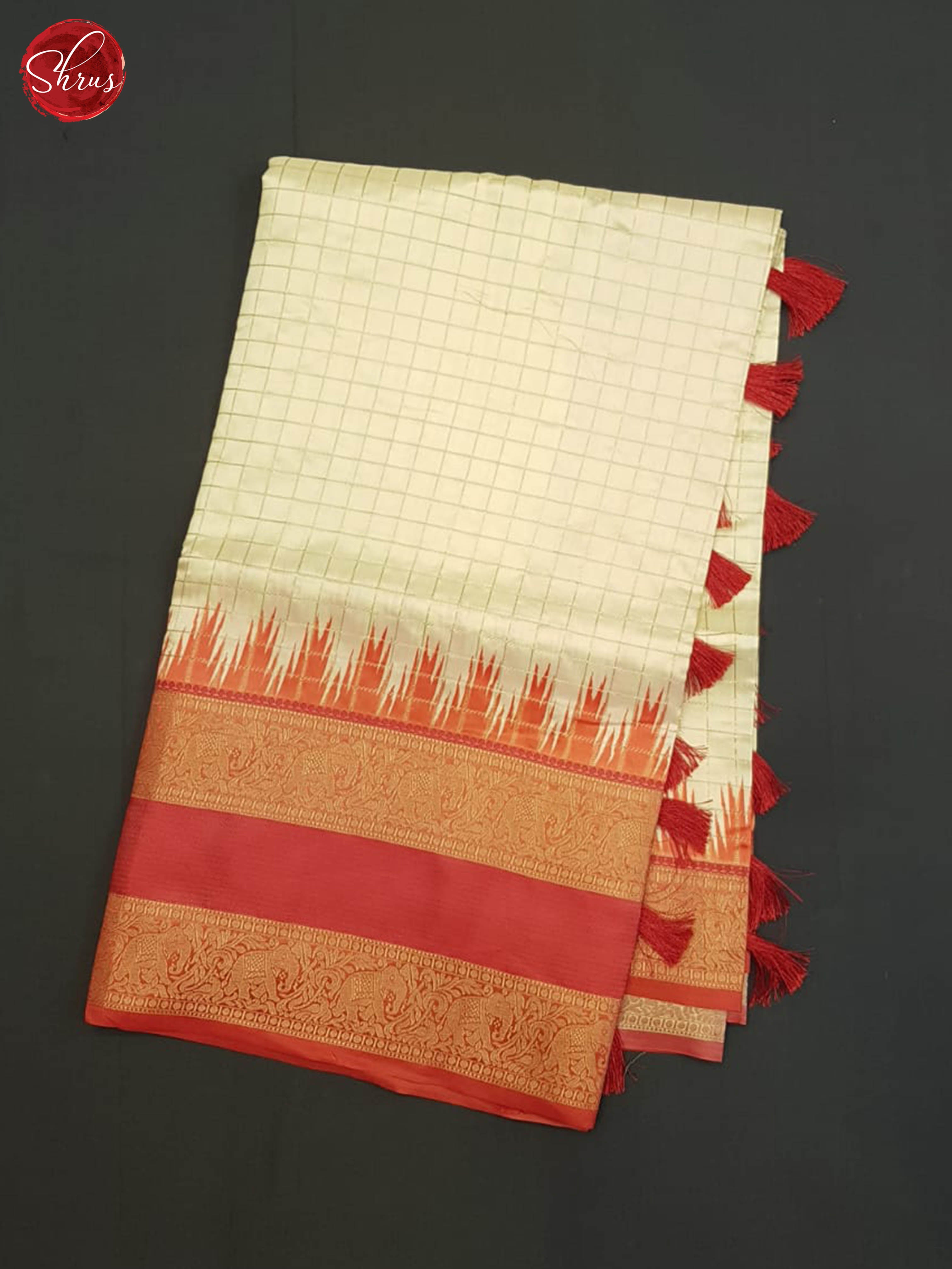 Cream And Orange - Semi Dupion Saree - Shop on ShrusEternity.com