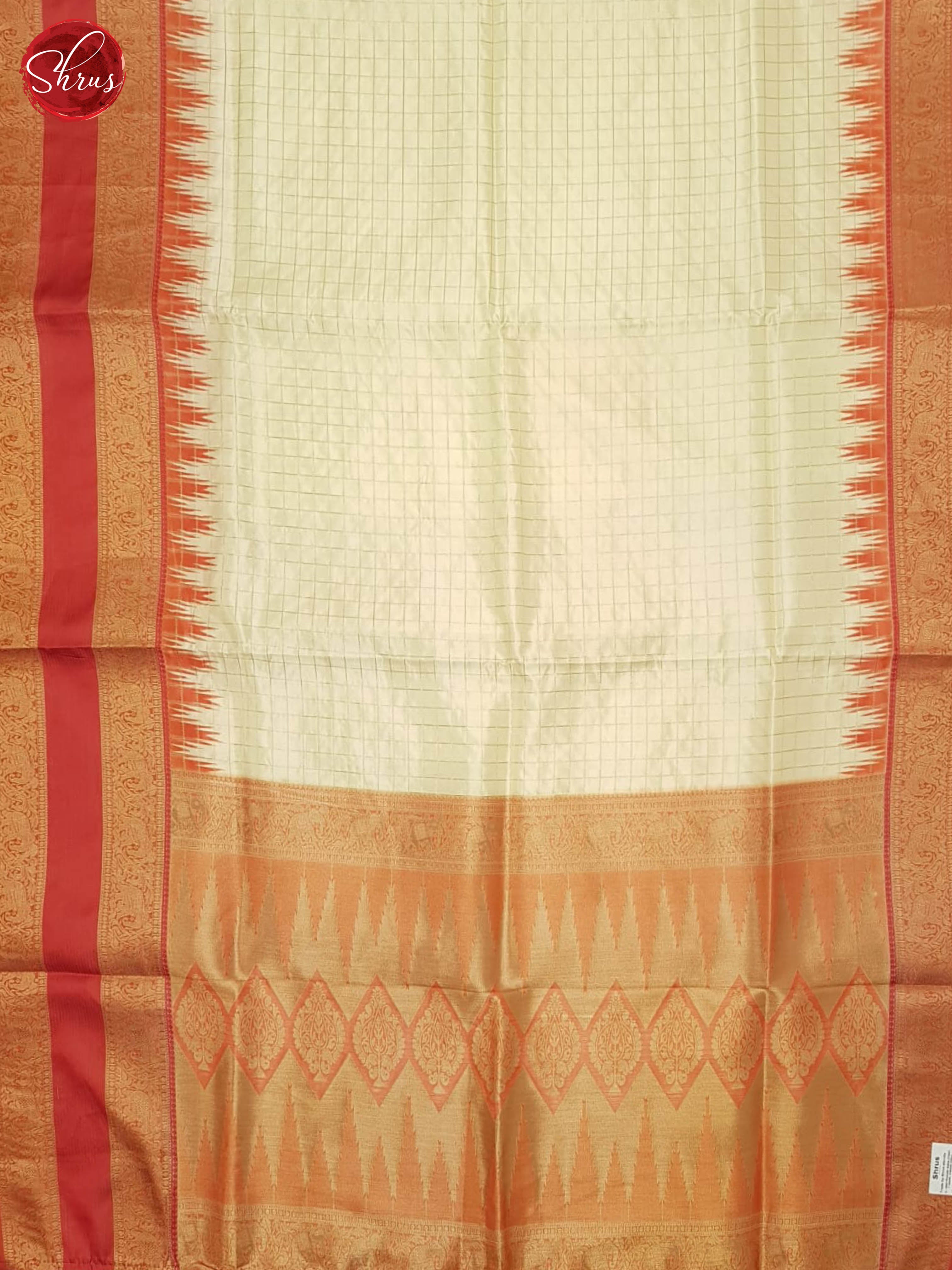 Cream And Orange - Semi Dupion Saree - Shop on ShrusEternity.com