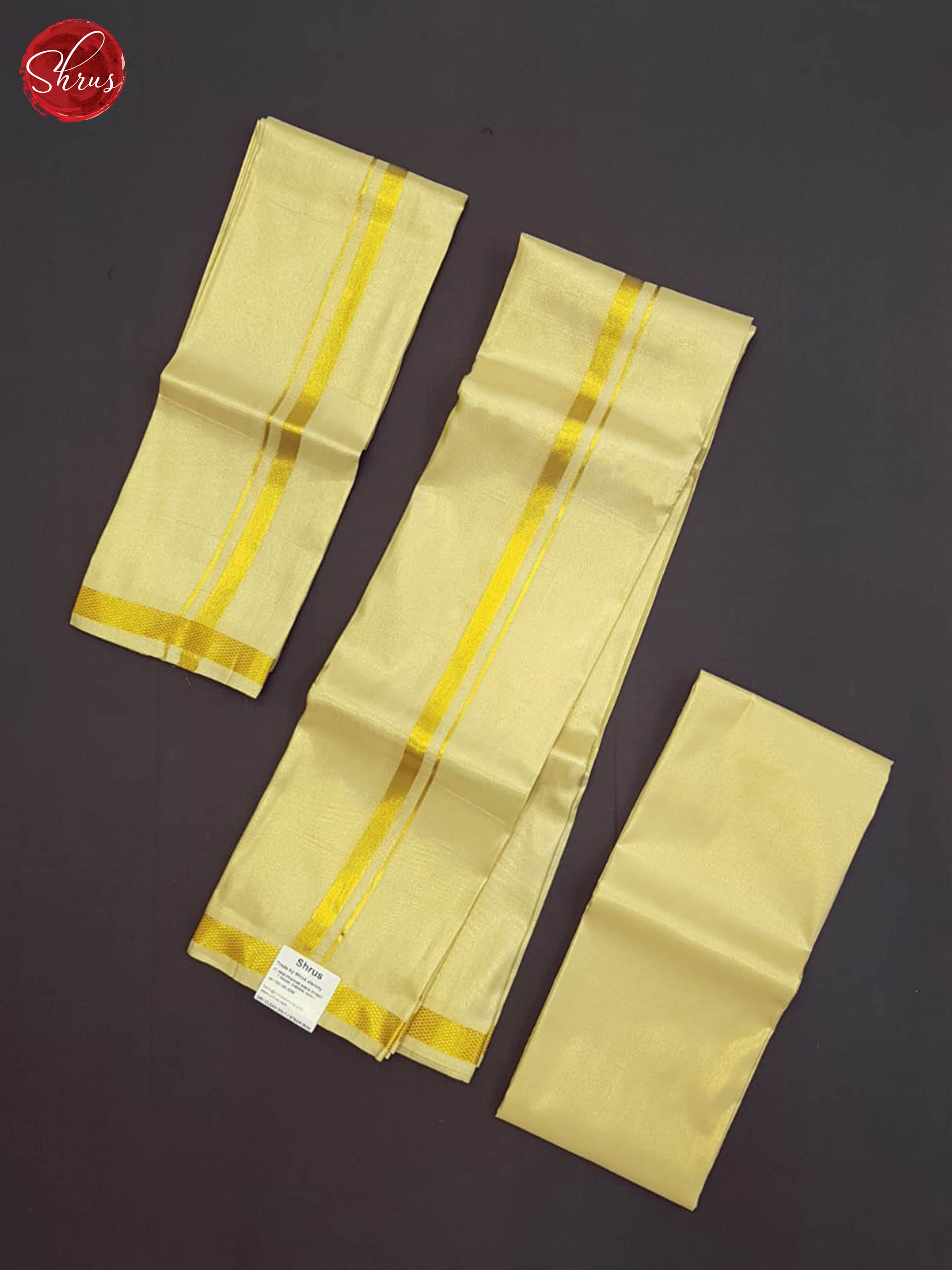 Dull gold  - Semi Tissue Men's Dhoti(8*4)(8 Mozham) - Shop on ShrusEternity.com