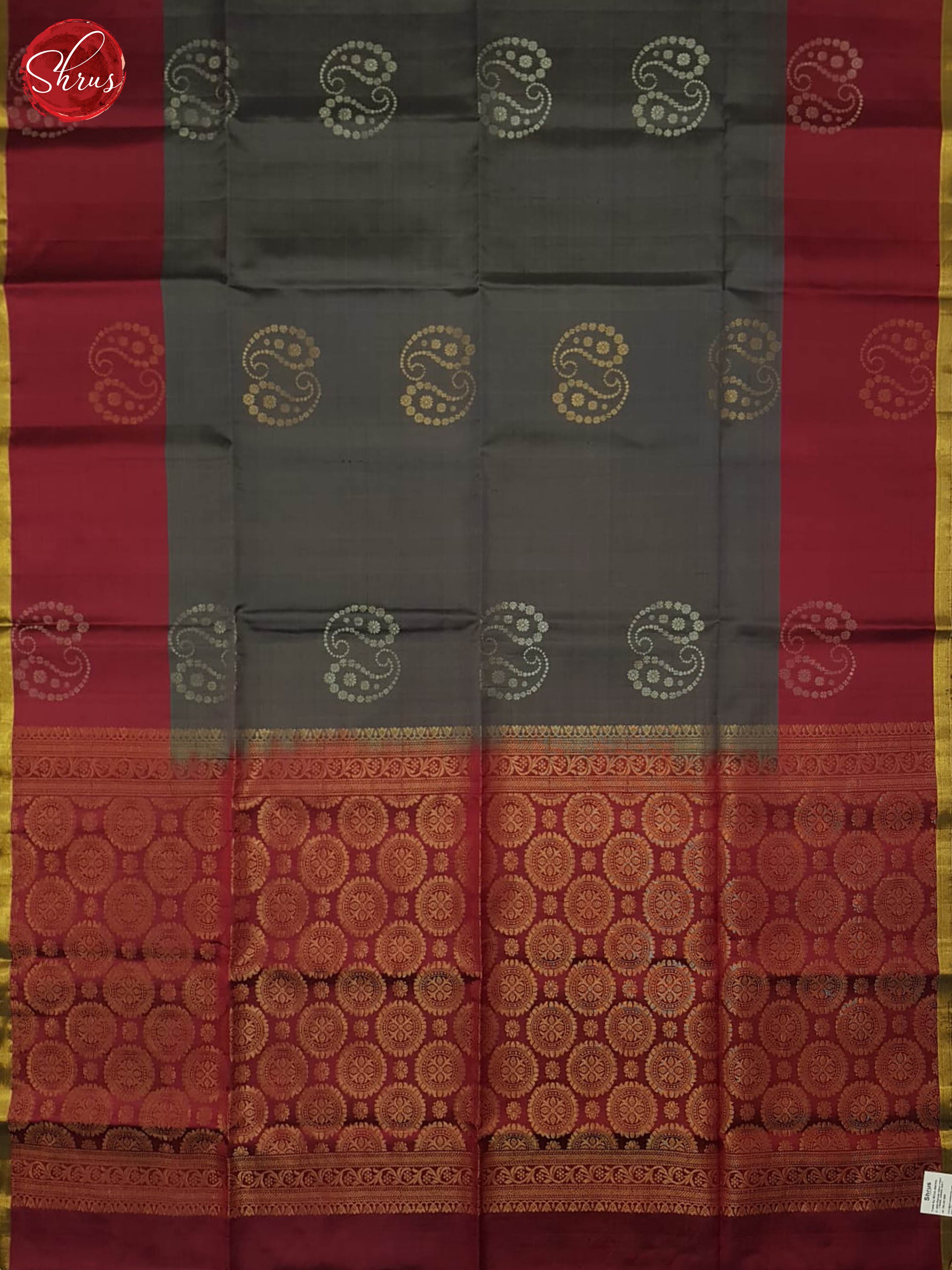 Grey And Maroon- Soft Silk Saree - Shop on ShrusEternity.com