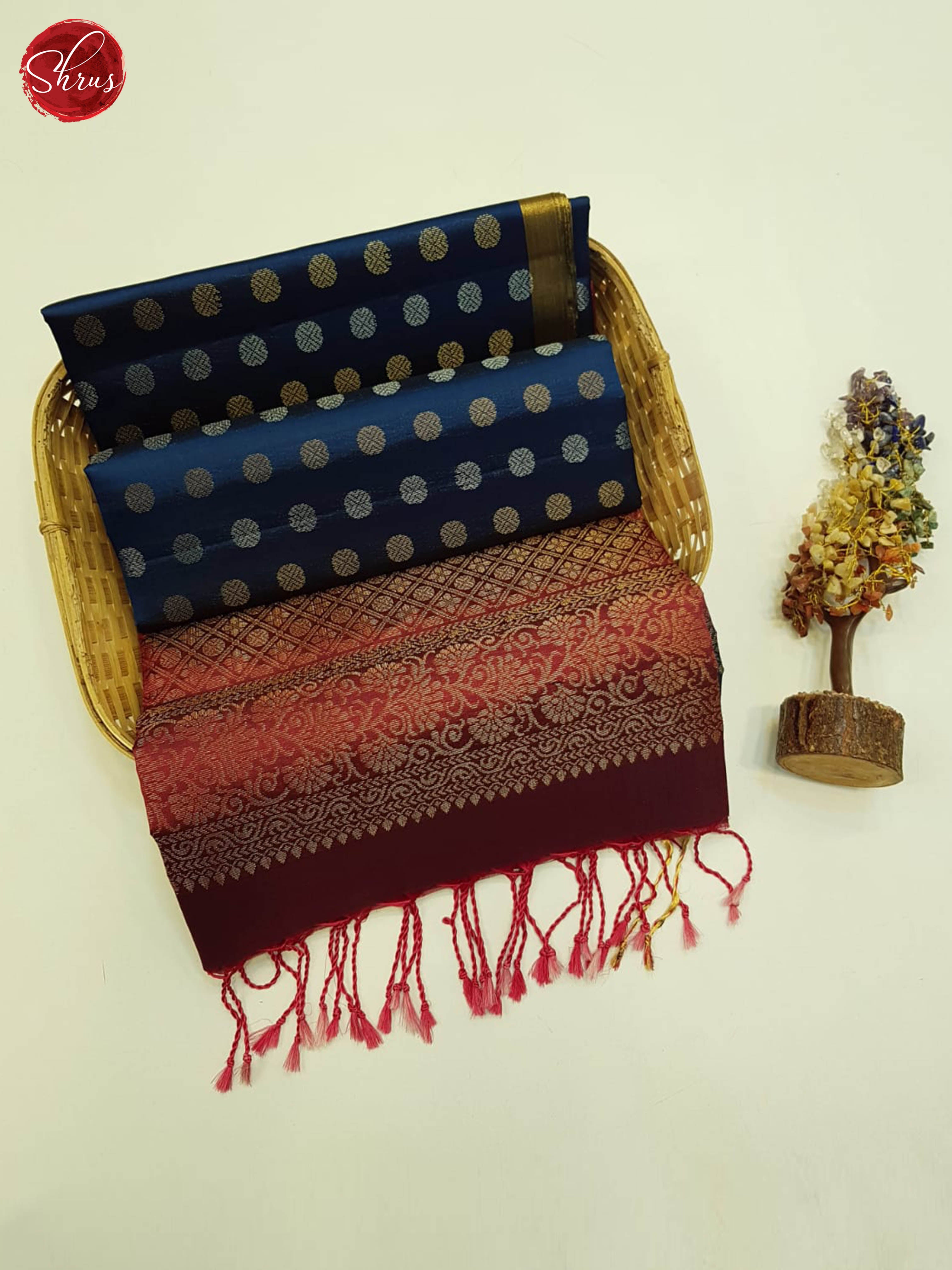 Blue And Maroon- Soft Silk Saree - Shop on ShrusEternity.com