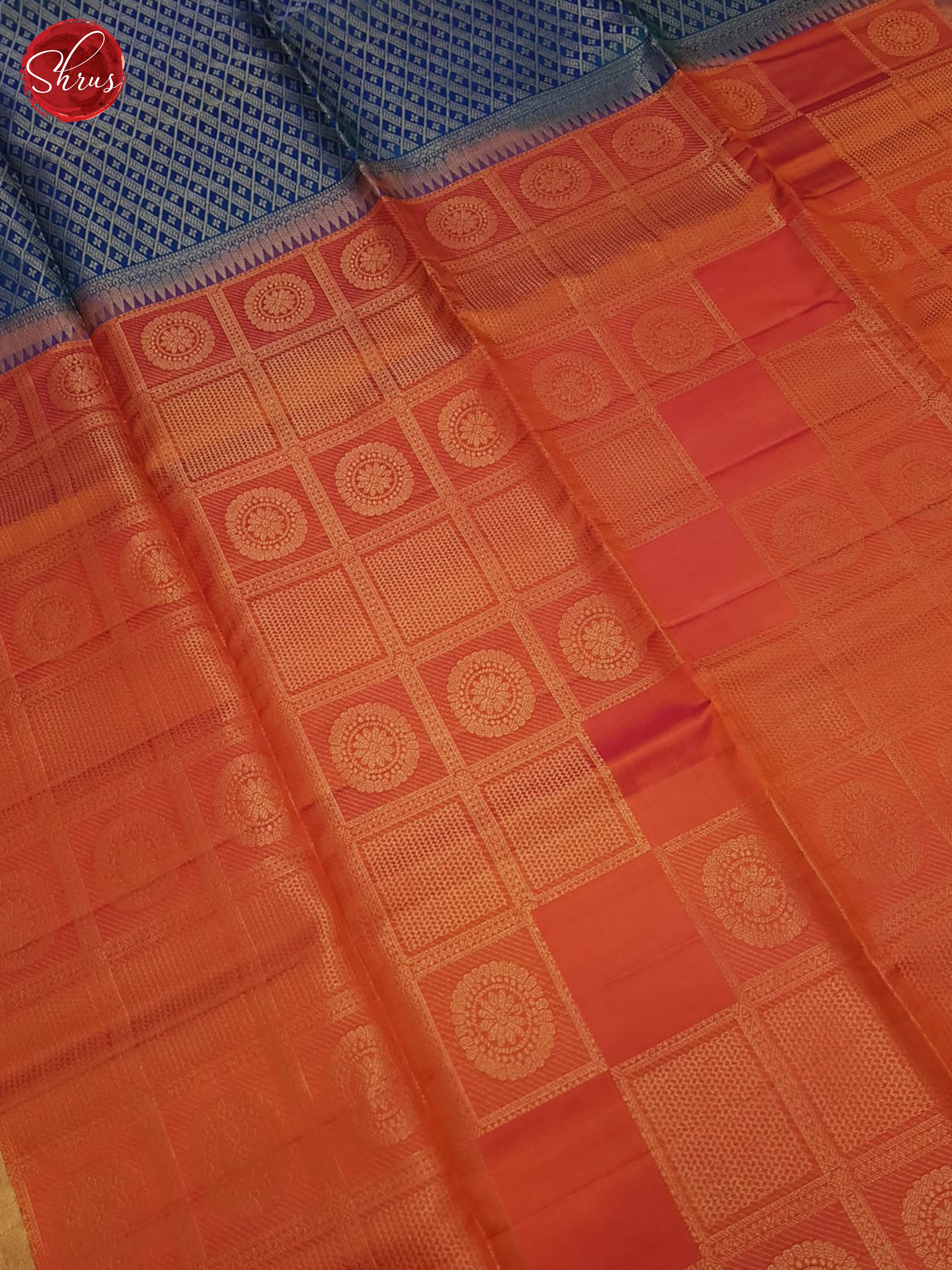 Orange And Blue- Soft Silk Saree - Shop on ShrusEternity.com