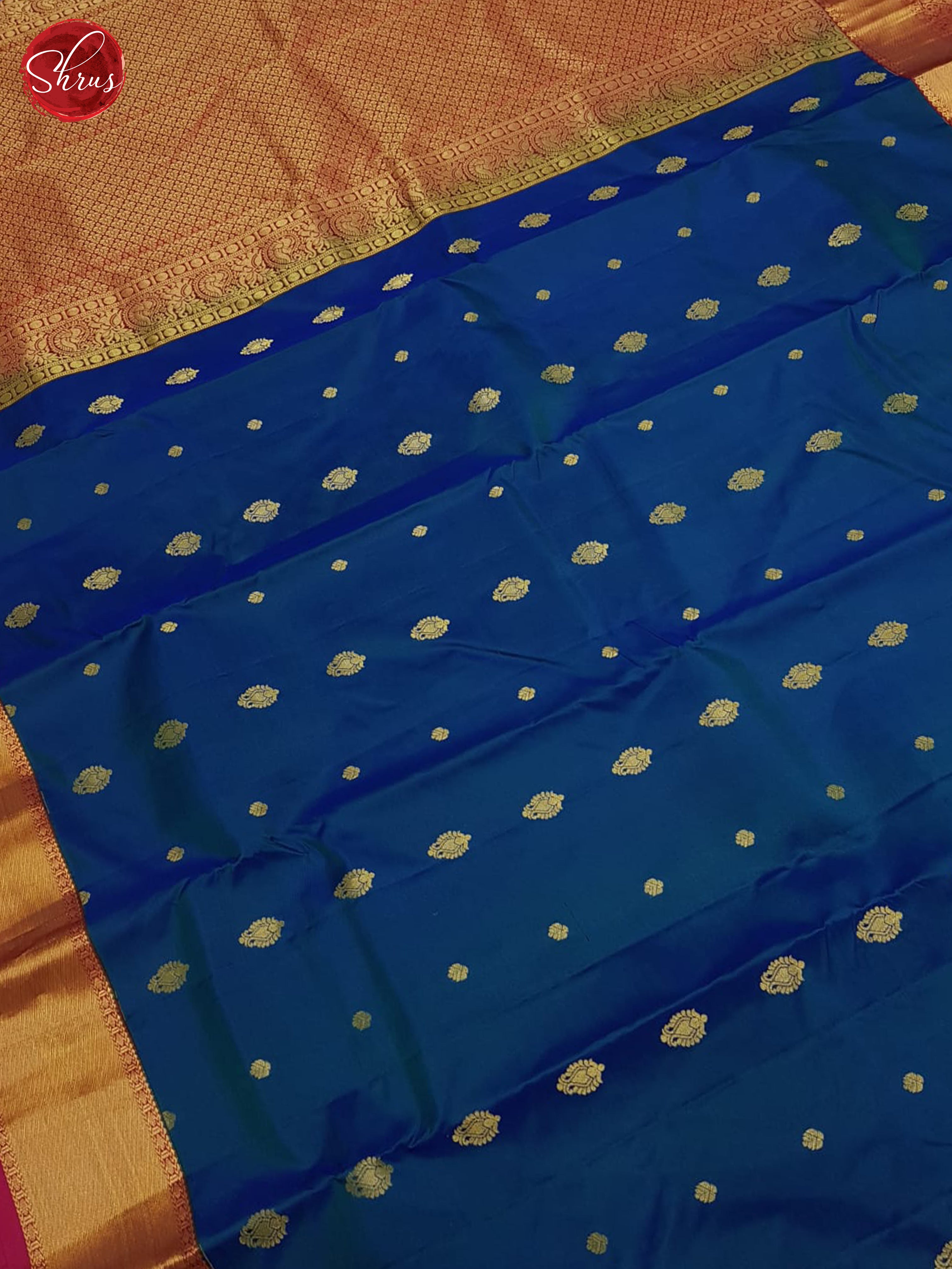 Blue & Pink - Kanchipuram silk Saree - Shop on ShrusEternity.com