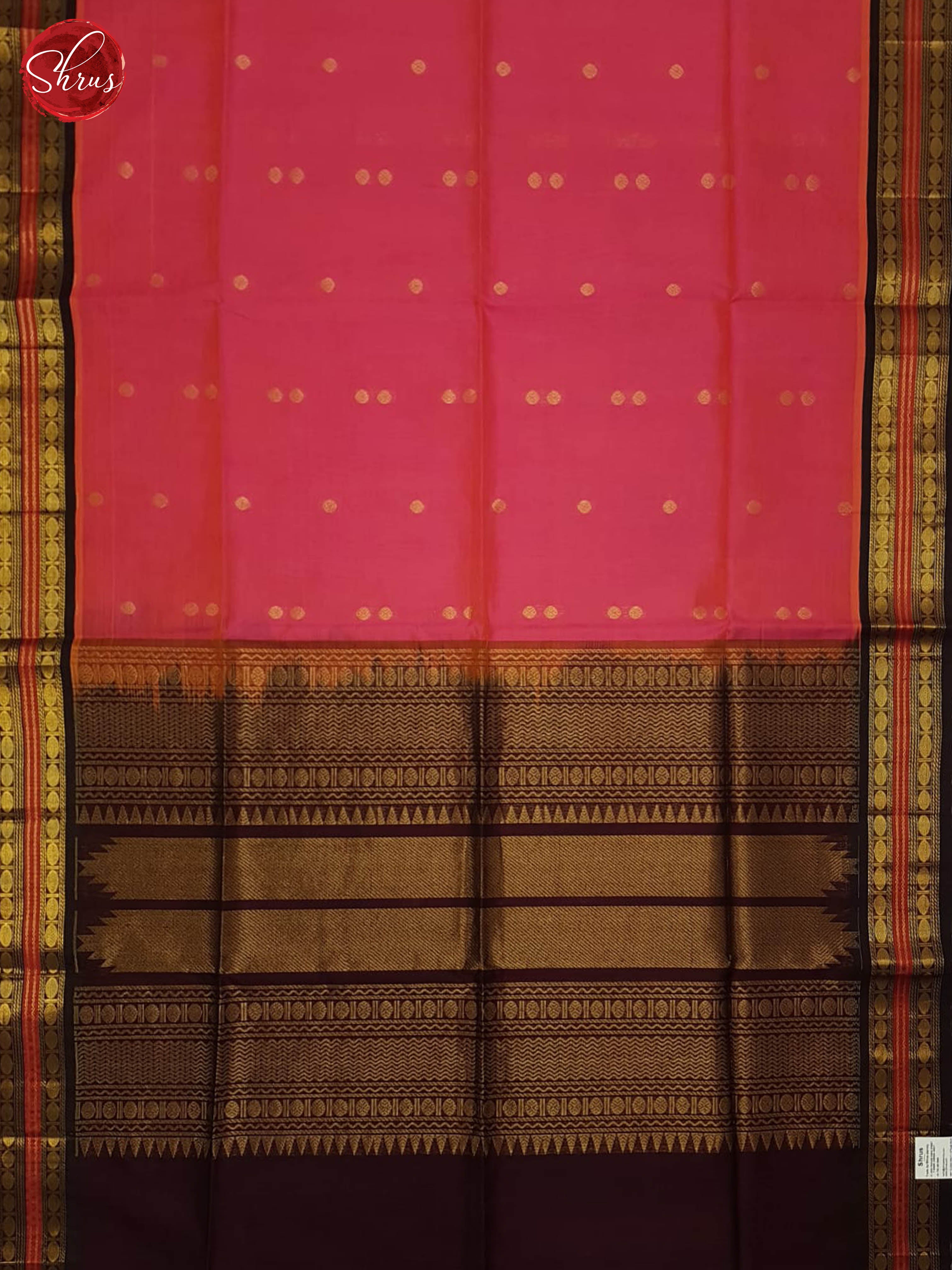 Pink And Brown- Silk Cotton Saree - Shop on ShrusEternity.com