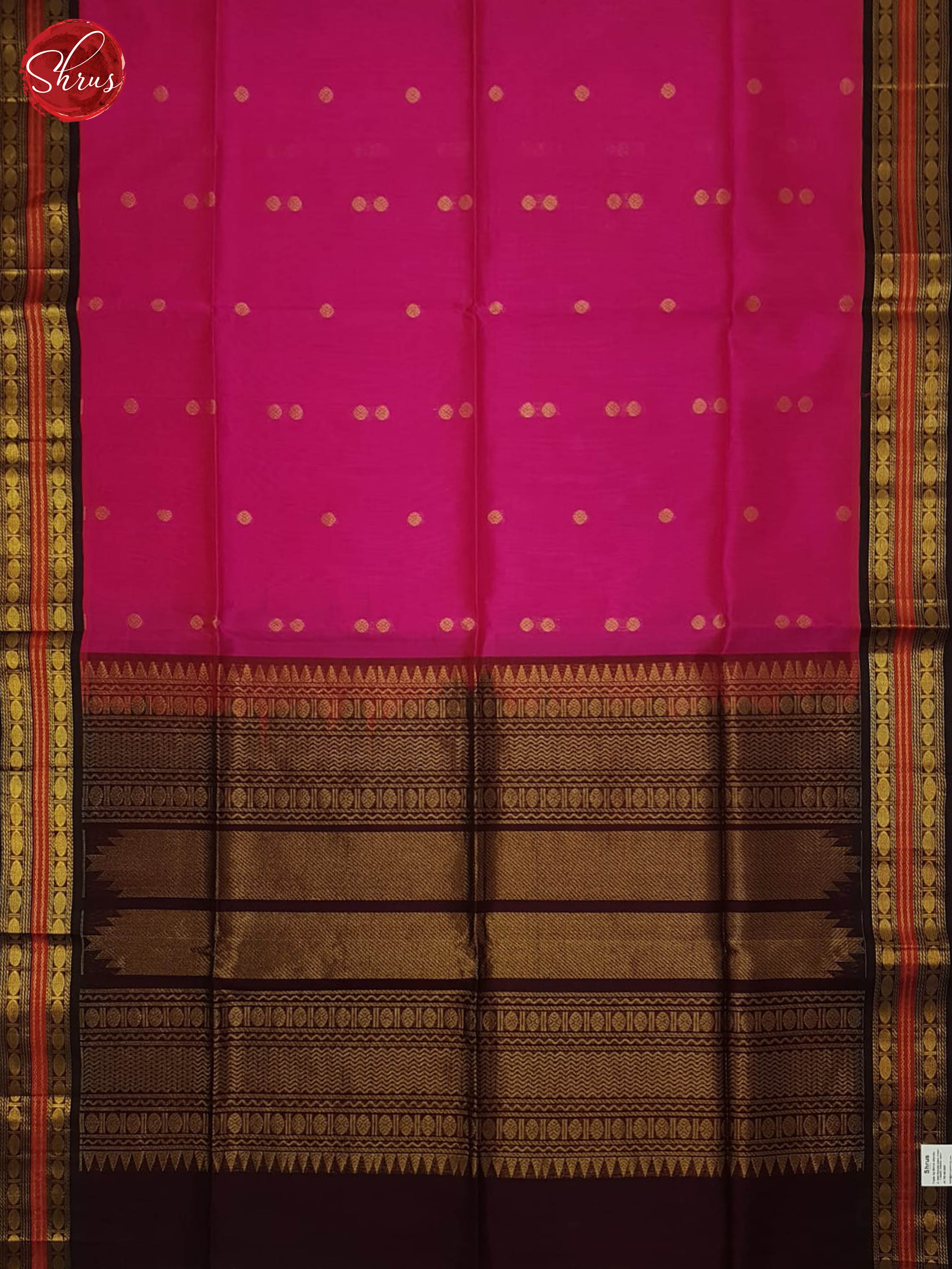 Pink And Brown- Silk Cotton Saree - Shop on ShrusEternity.com