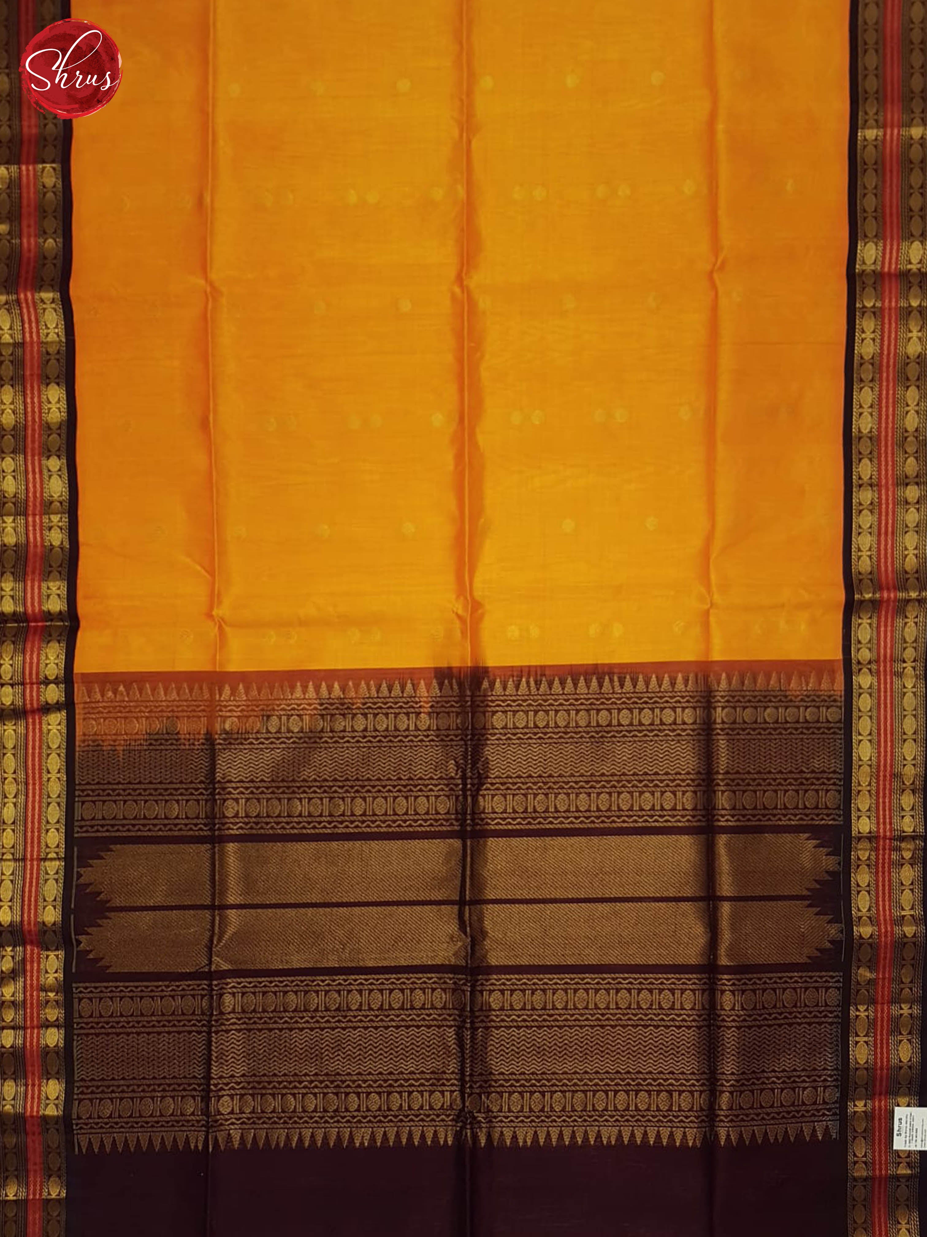 Yellow And Brown- Silk Cotton saree - Shop on ShrusEternity.com