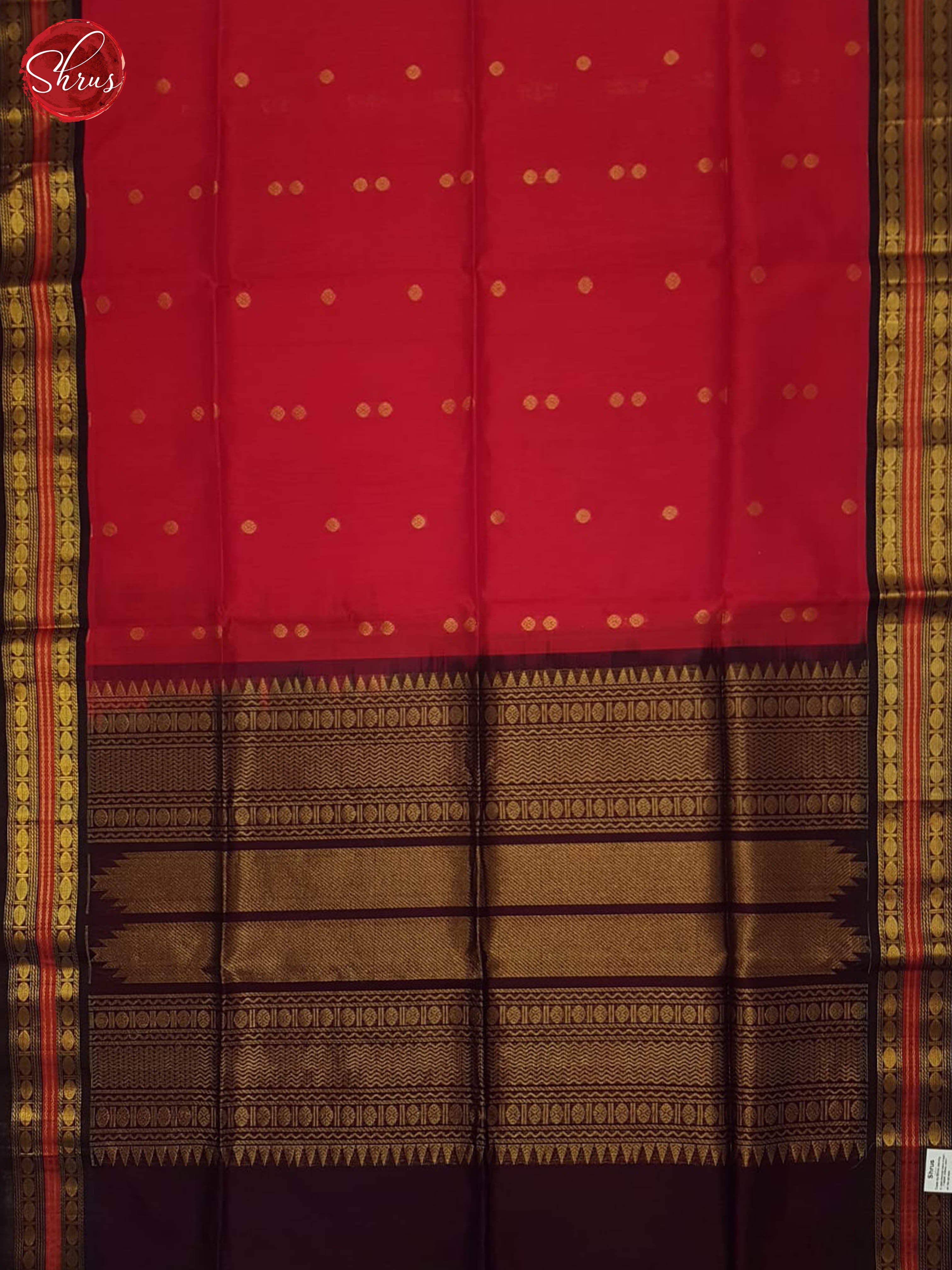 Red And Brown- Silk Cotton Saree - Shop on ShrusEternity.com