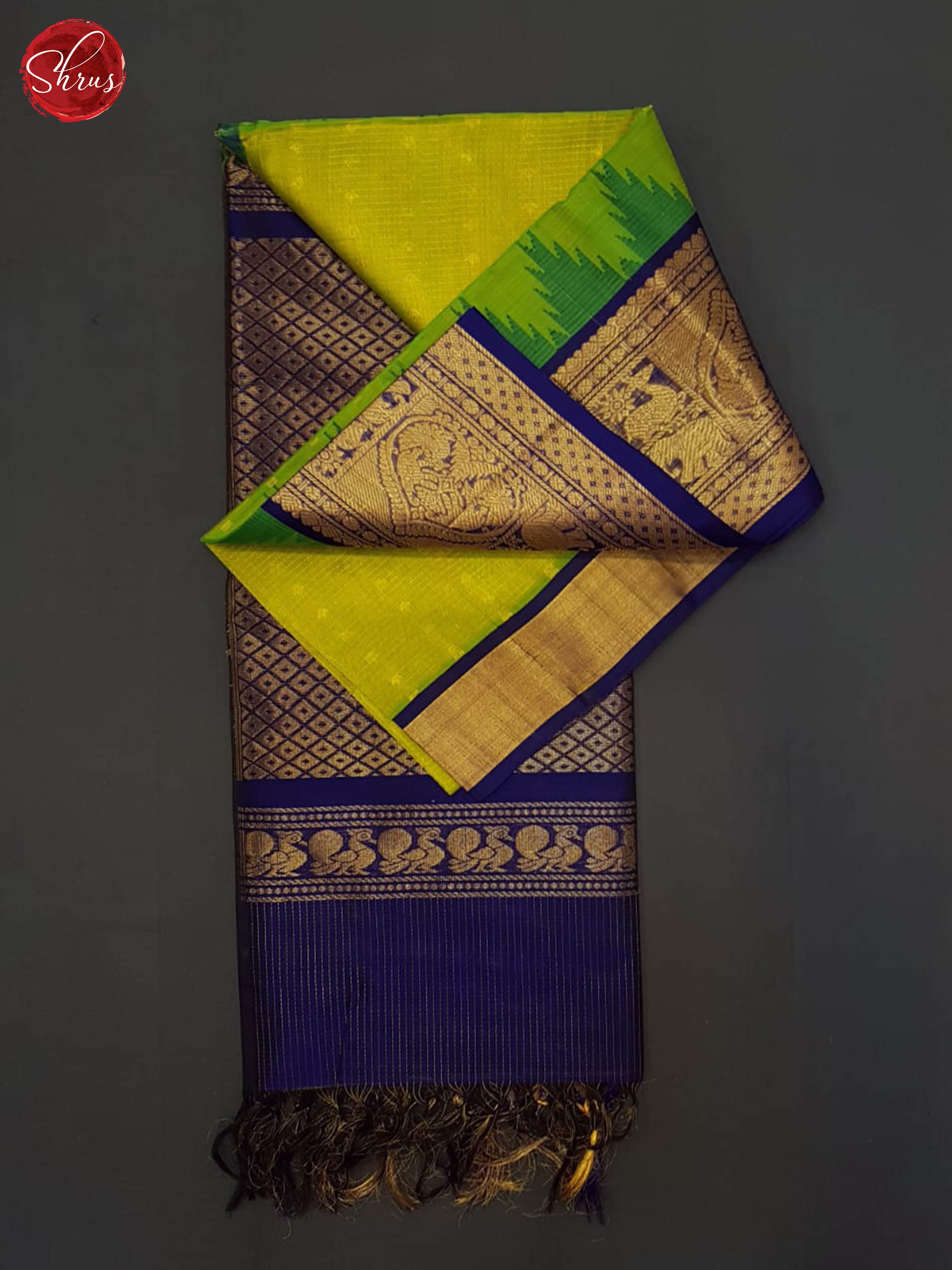 Green And Blue- Silk Cotton Saree - Shop on ShrusEternity.com