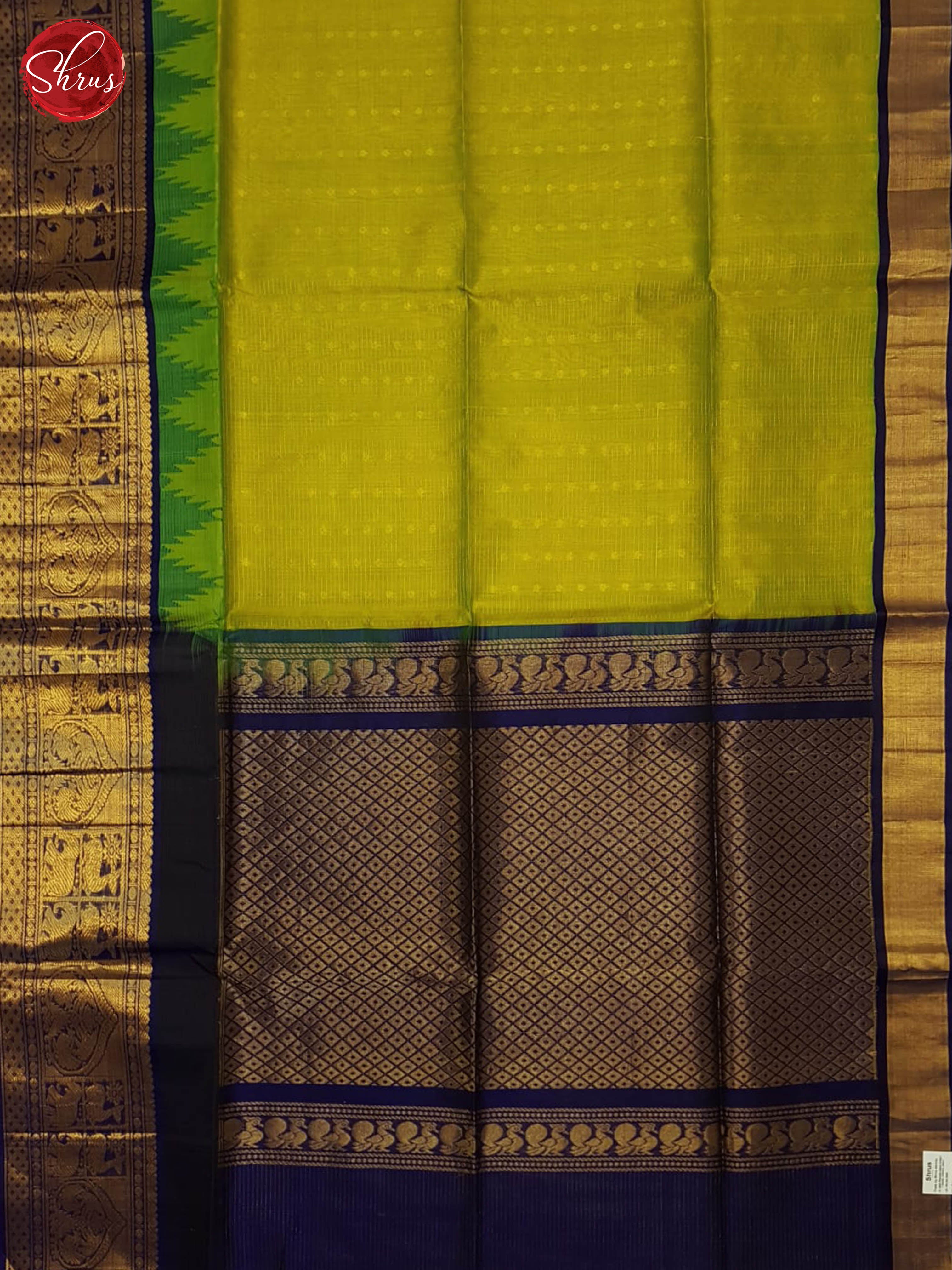 Green And Blue- Silk Cotton Saree - Shop on ShrusEternity.com