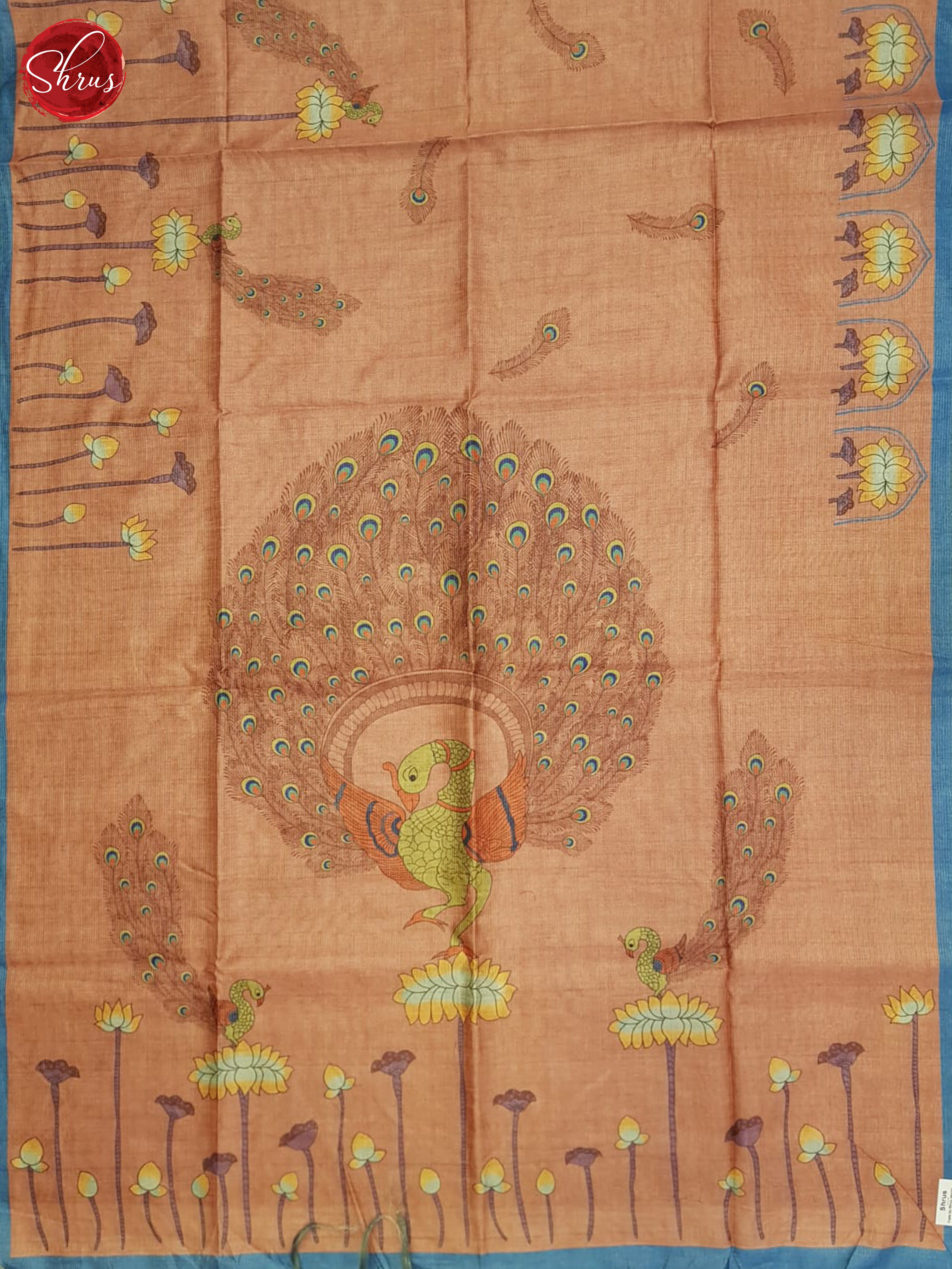 Brown And Blue- Semi Tussar Saree - Shop on ShrusEternity.com