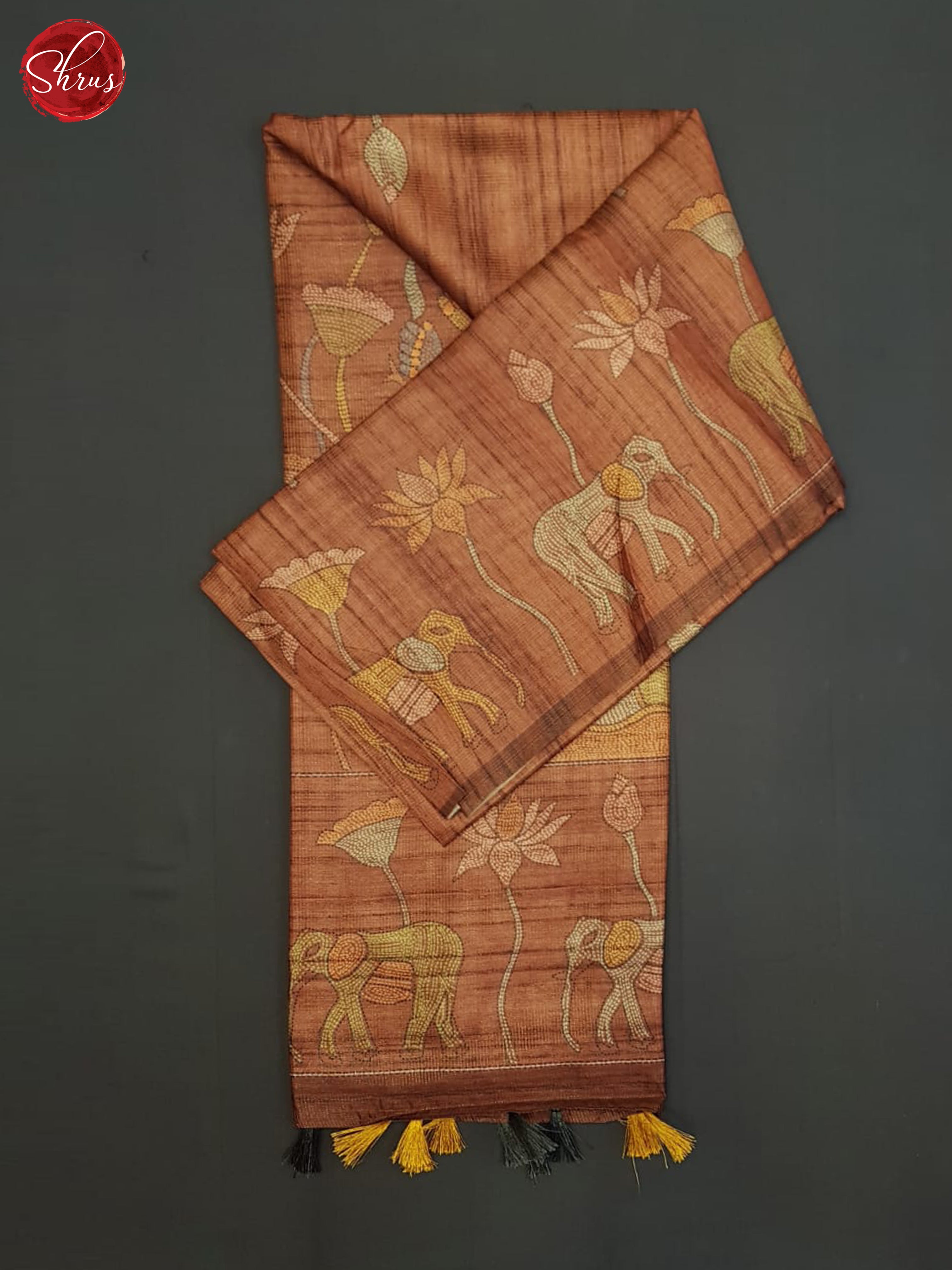 Brick Brown(Single tone)- Semi Tussar Saree - Shop on ShrusEternity.com