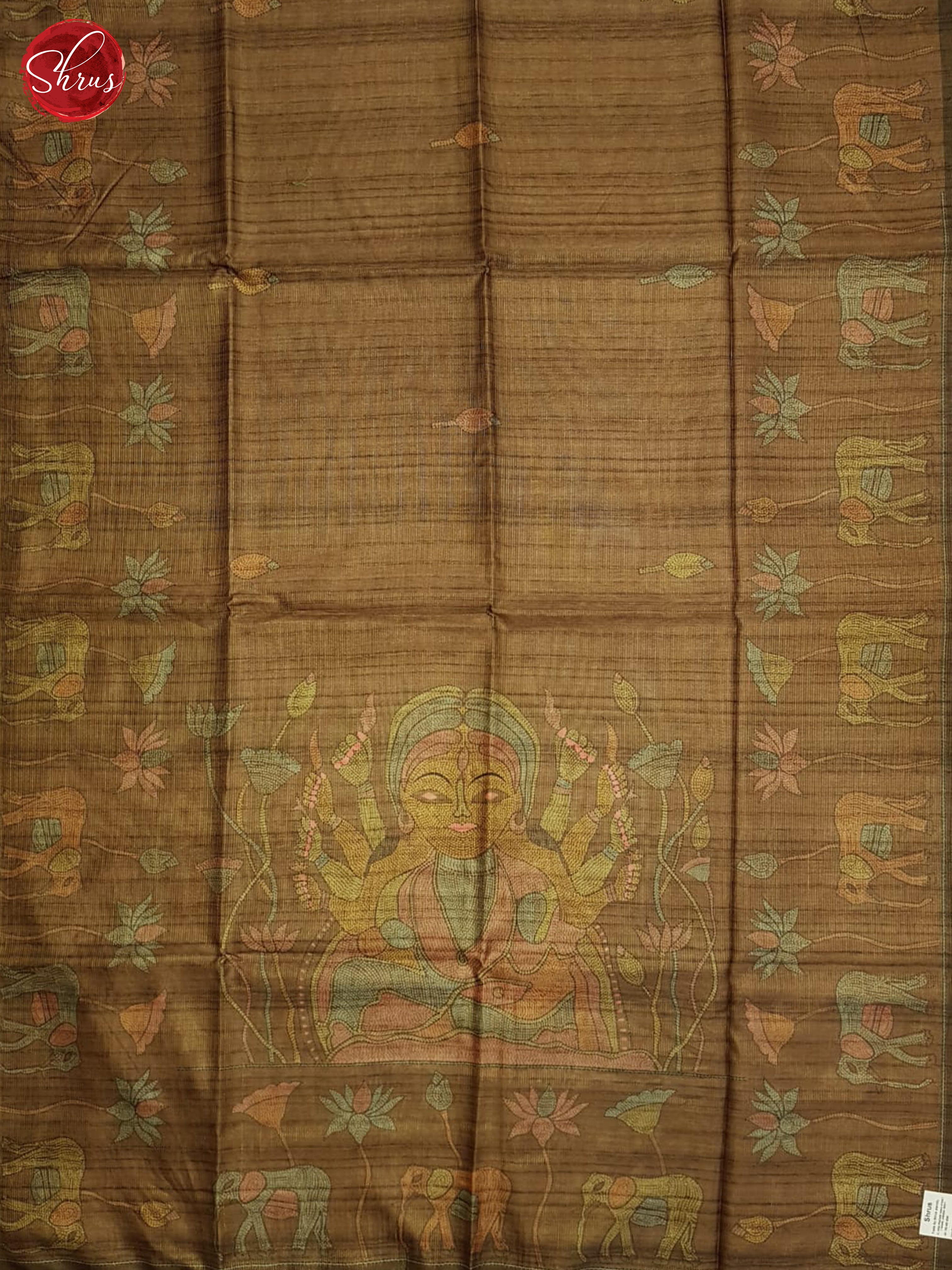 Brown(Single Tone)-Semi Tussar Saree - Shop on ShrusEternity.com