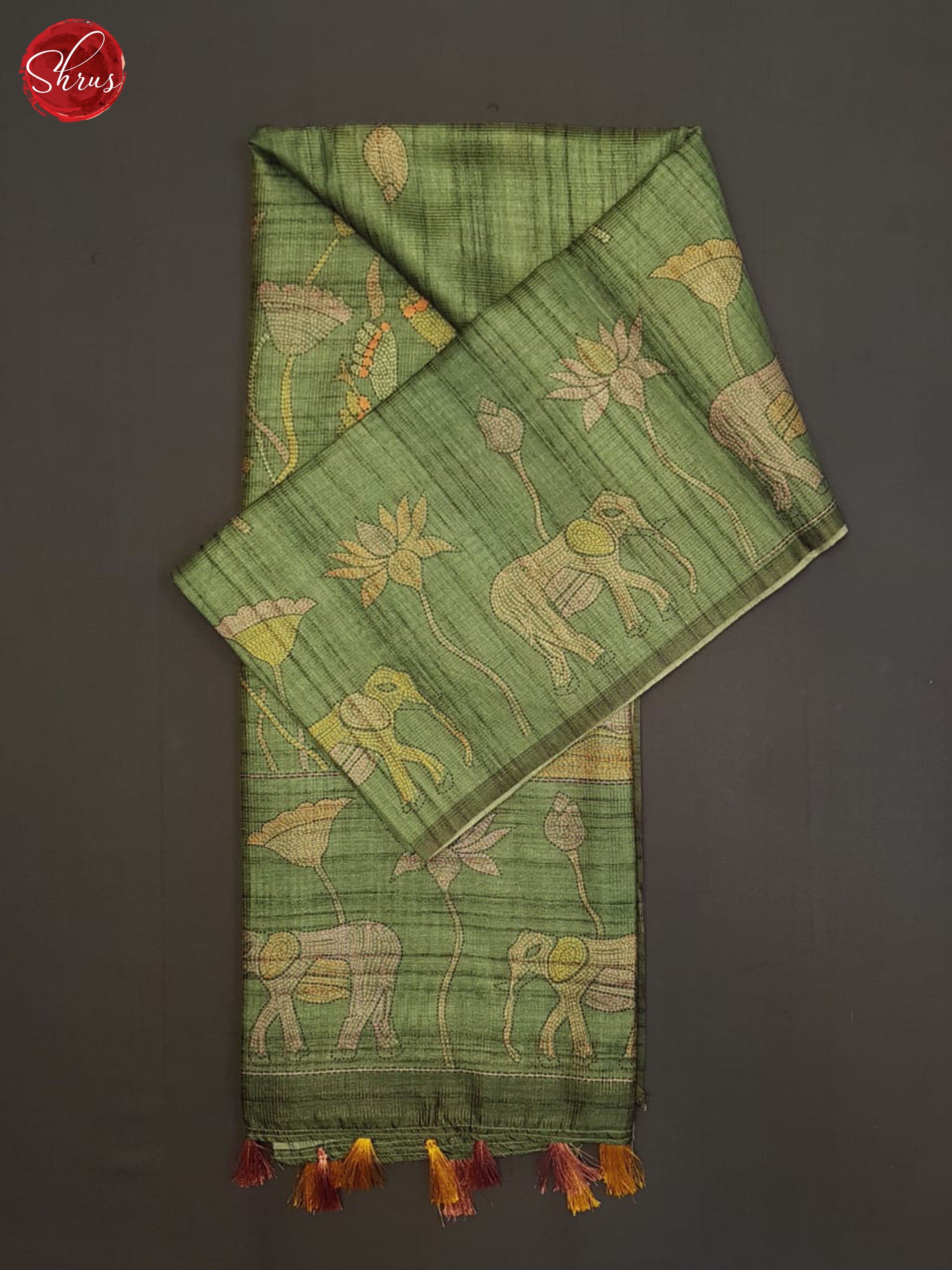 Green(SIngle Tone)- Semi Tussar Saree - Shop on ShrusEternity.com