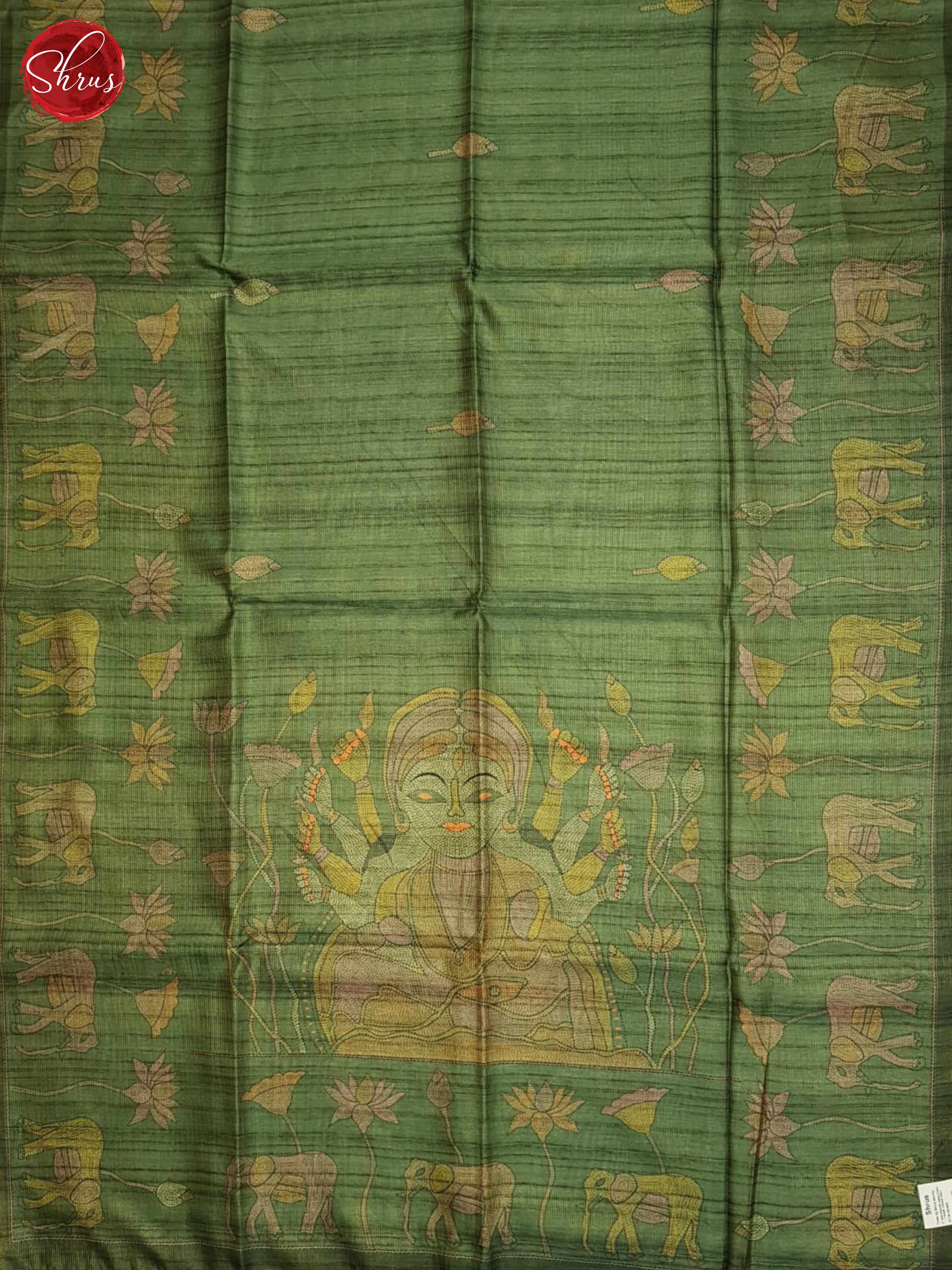 Green(SIngle Tone)- Semi Tussar Saree - Shop on ShrusEternity.com