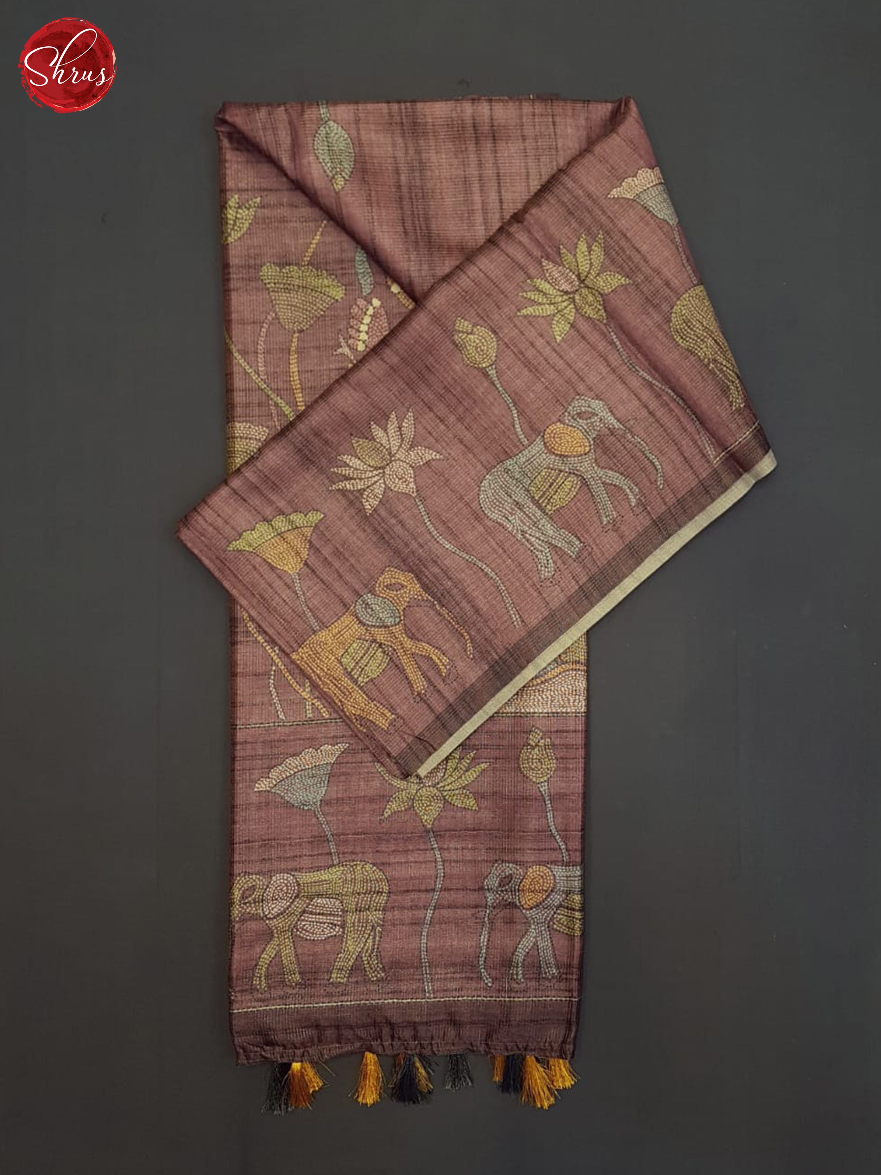 Dusty Wine(Single Tone)- Semi Tussar Saree - Shop on ShrusEternity.com