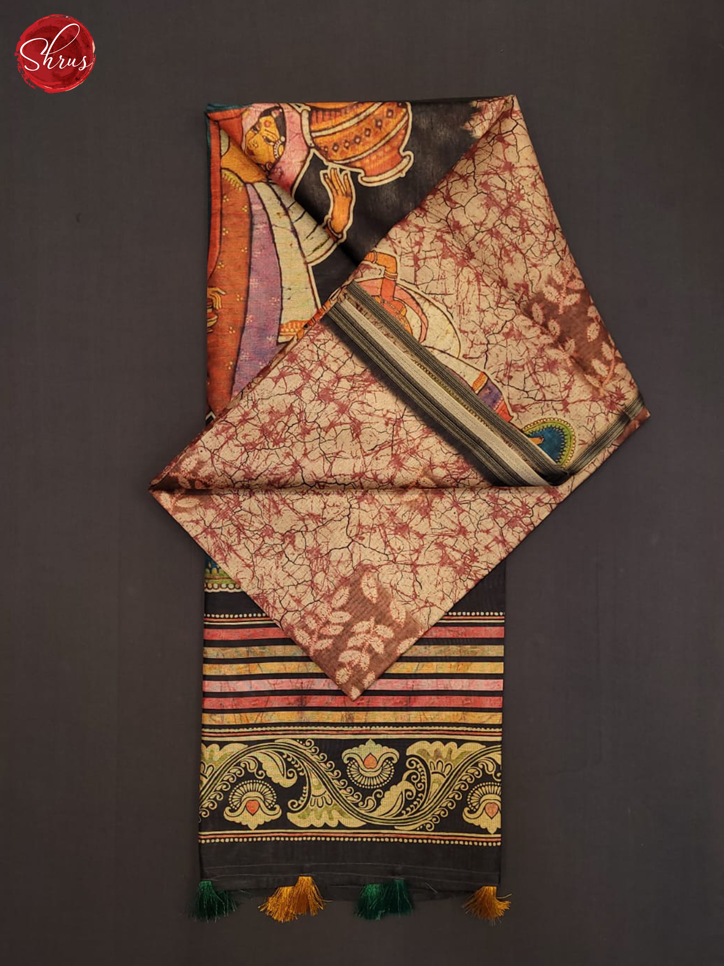 Brown & Black -Semi  Matka Cotton Saree - Shop on ShrusEternity.com