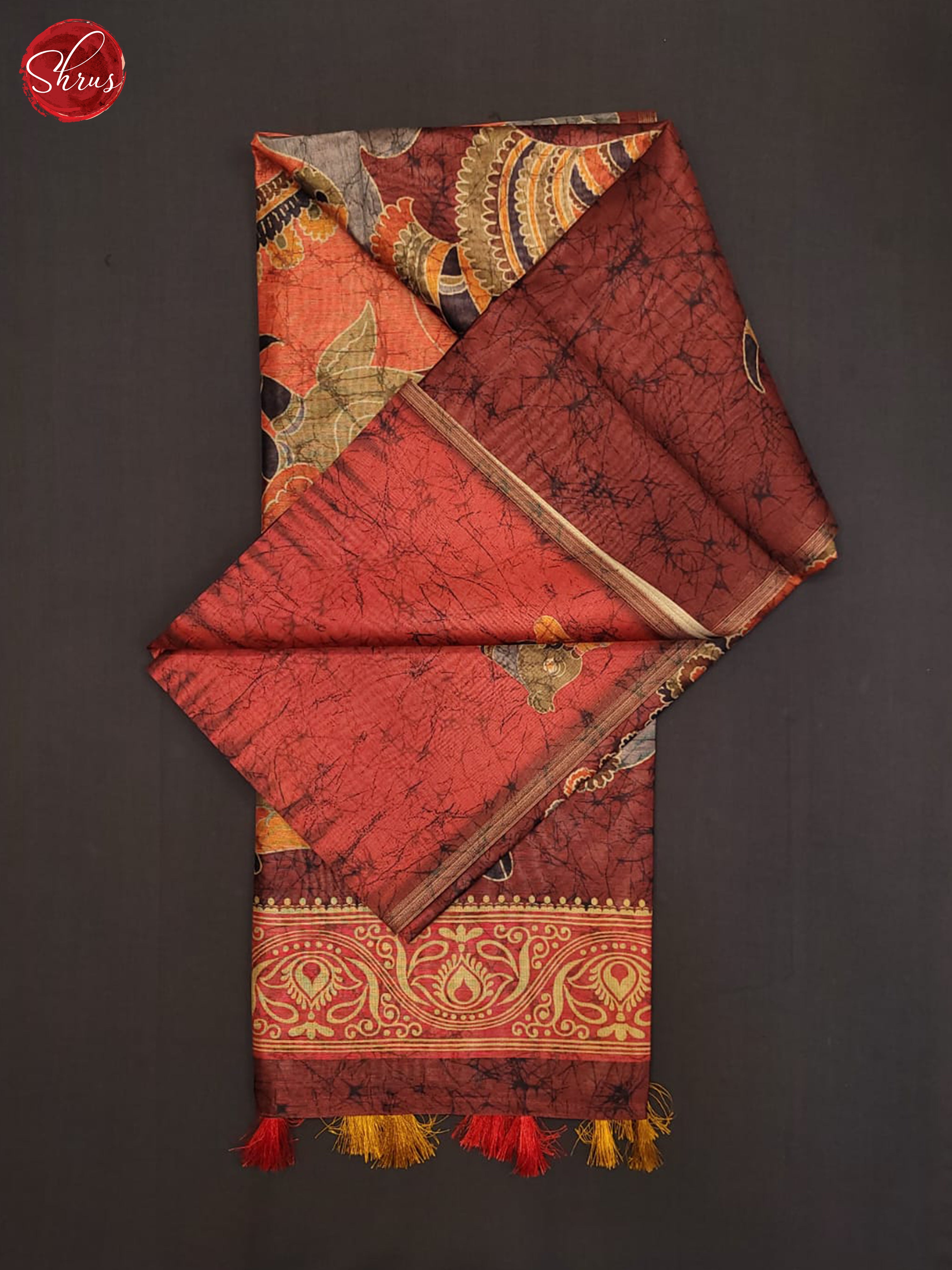 Red & Brown - Semi Matka Cotton Saree - Shop on ShrusEternity.com