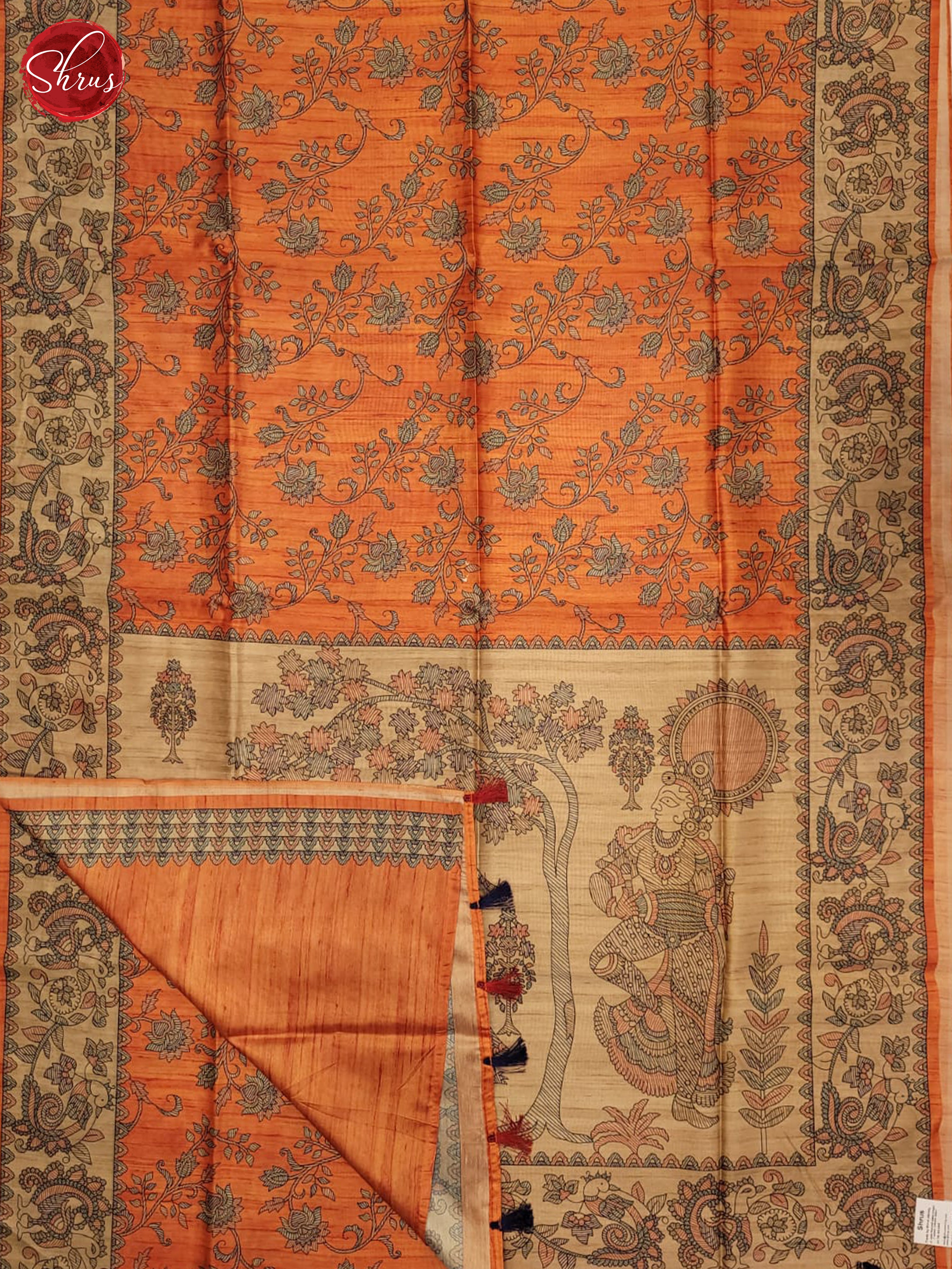 orange and beige- Semi Matka Saree - Shop on ShrusEternity.com