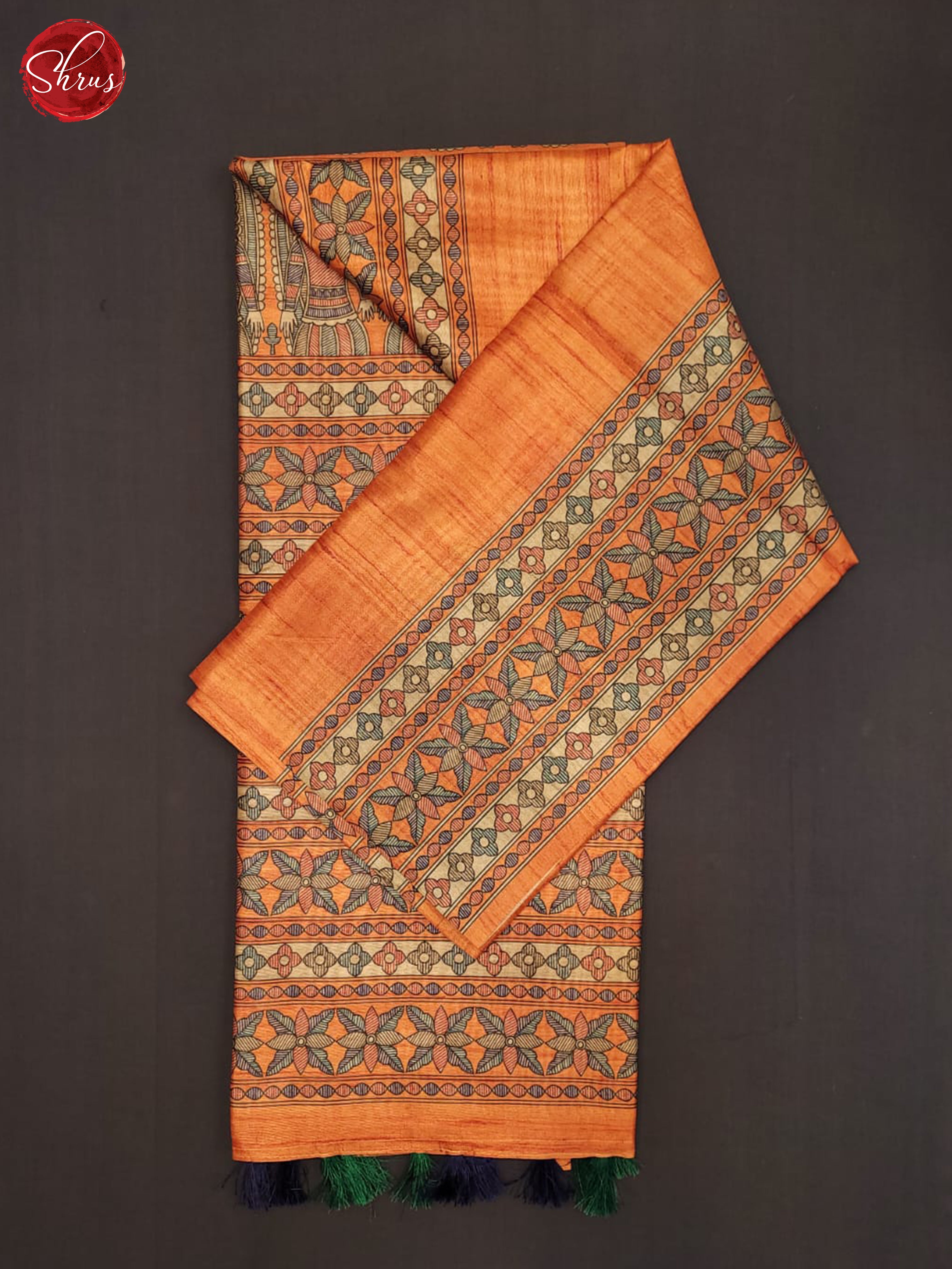 orange and beige- Semi Matka Saree - Shop on ShrusEternity.com