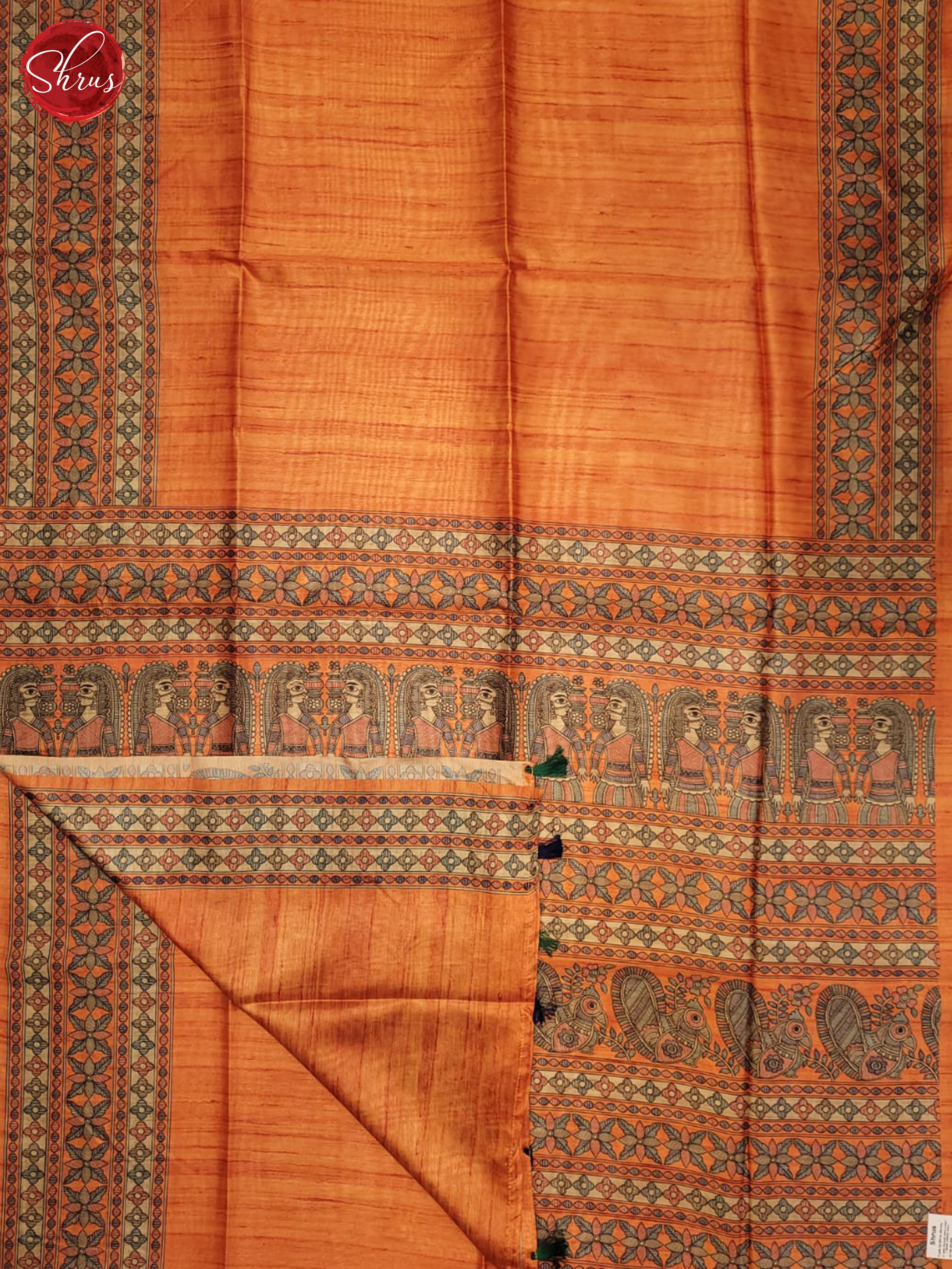 orange and beige- Semi Matka Saree - Shop on ShrusEternity.com