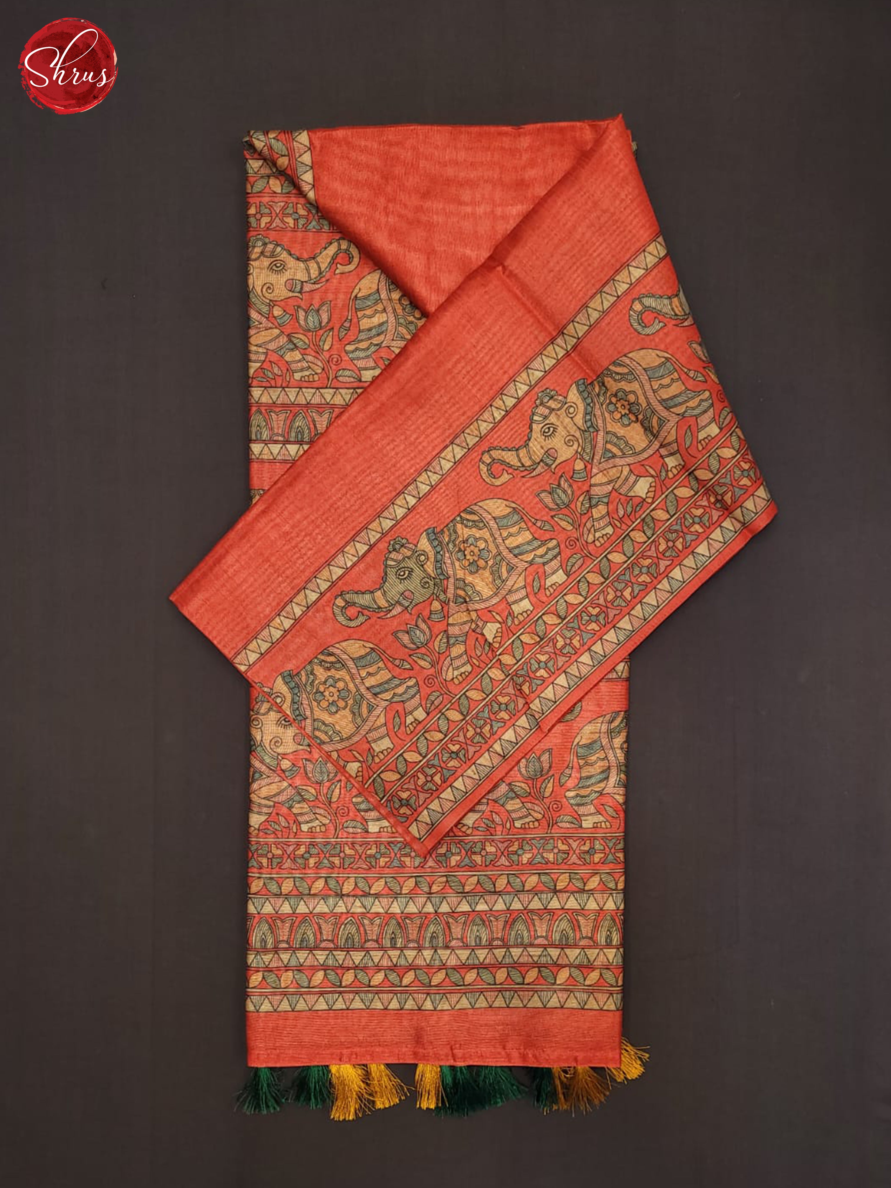 Red and belge- Semi Matka Saree - Shop on ShrusEternity.com