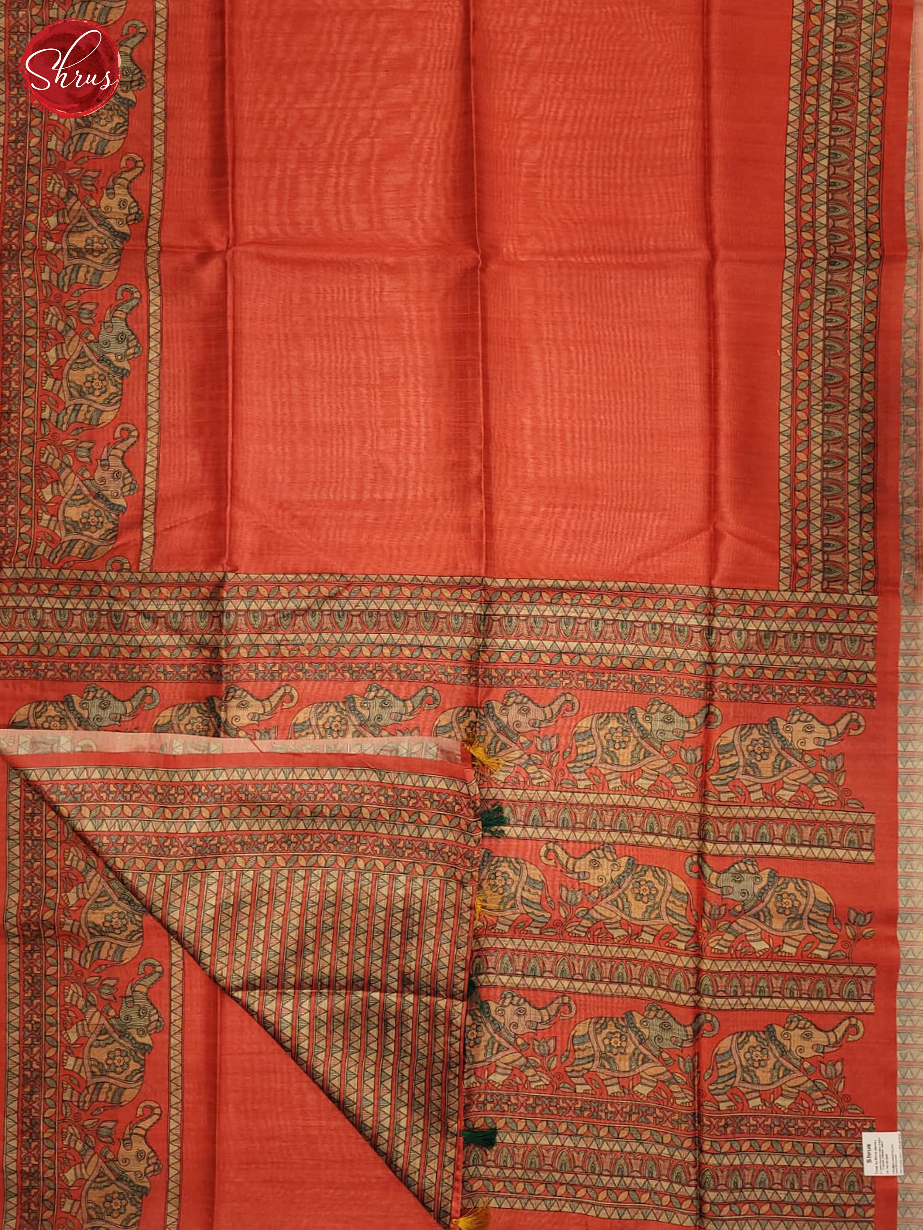 Red and belge- Semi Matka Saree - Shop on ShrusEternity.com