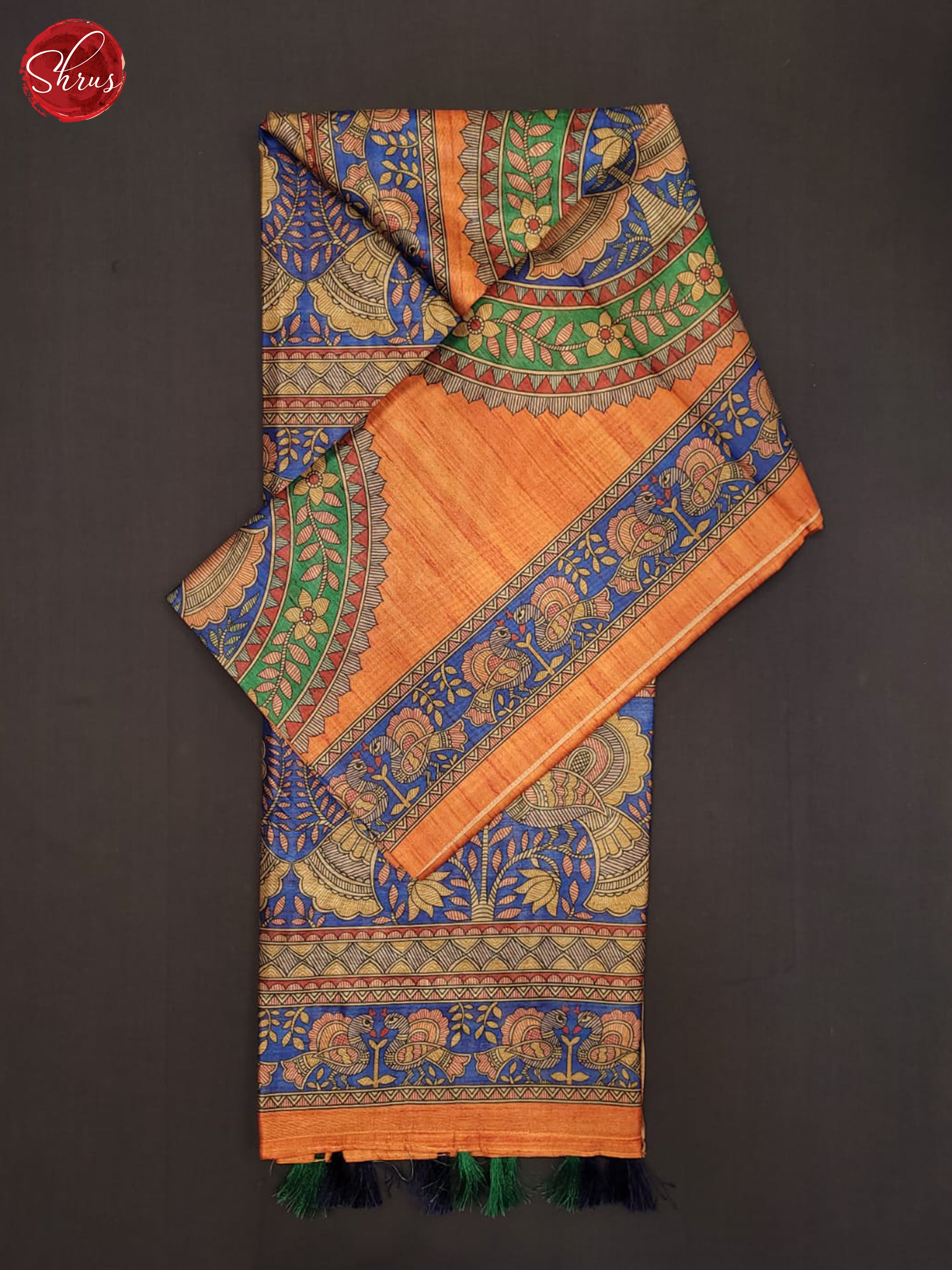 Orange and Blue- Semi Matka Saree - Shop on ShrusEternity.com