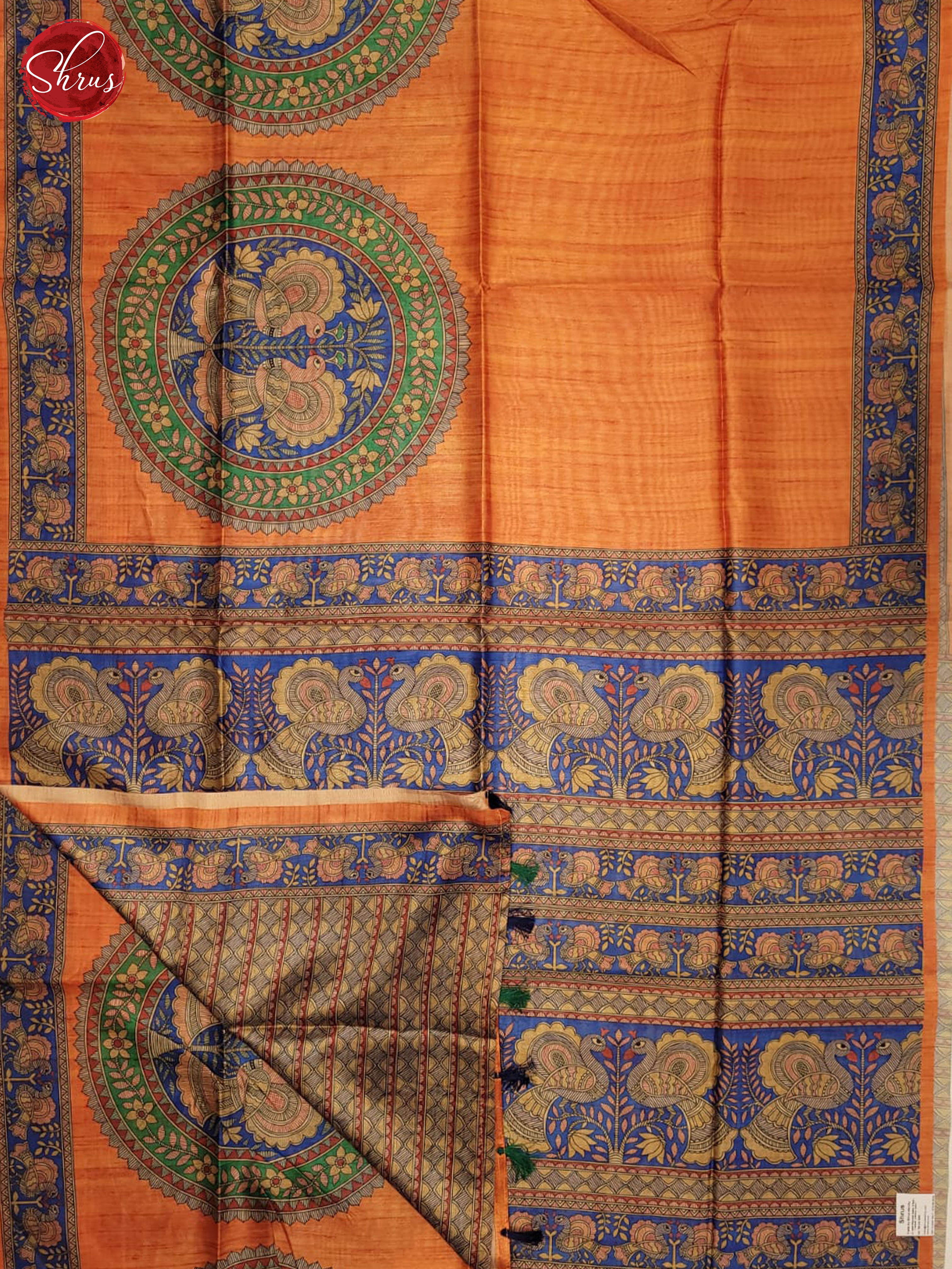 Orange and Blue- Semi Matka Saree - Shop on ShrusEternity.com