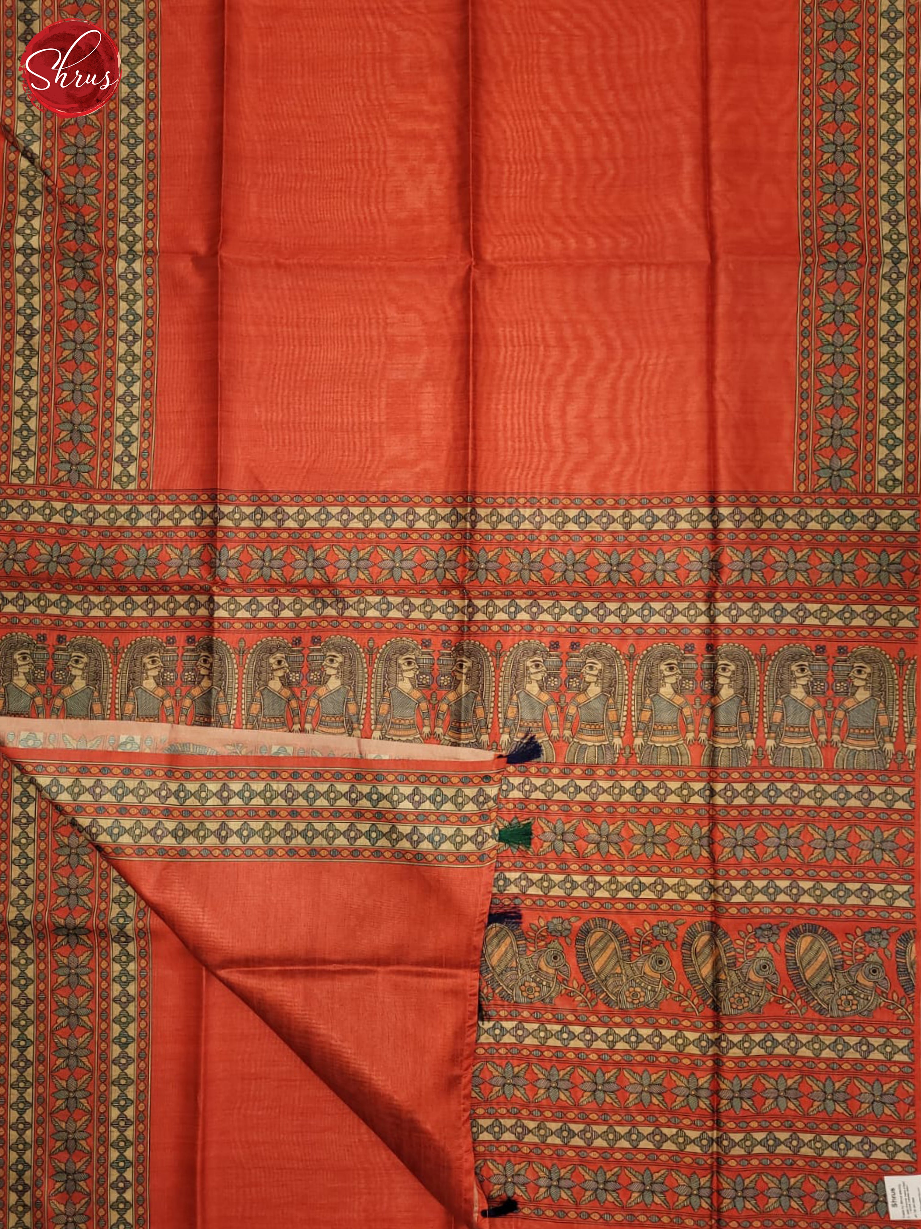 Red and beige- Semi Matka Saree - Shop on ShrusEternity.com