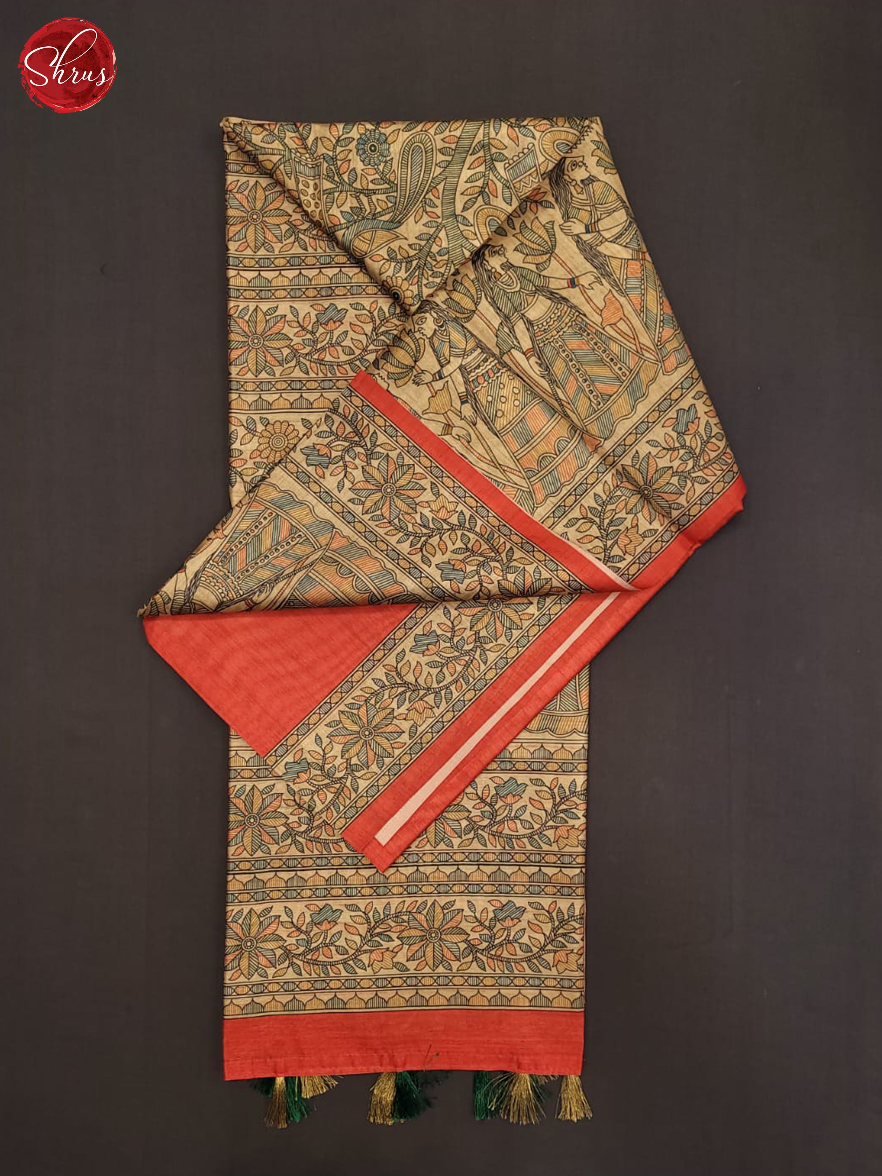 Red and beige- Semi Matka Saree - Shop on ShrusEternity.com