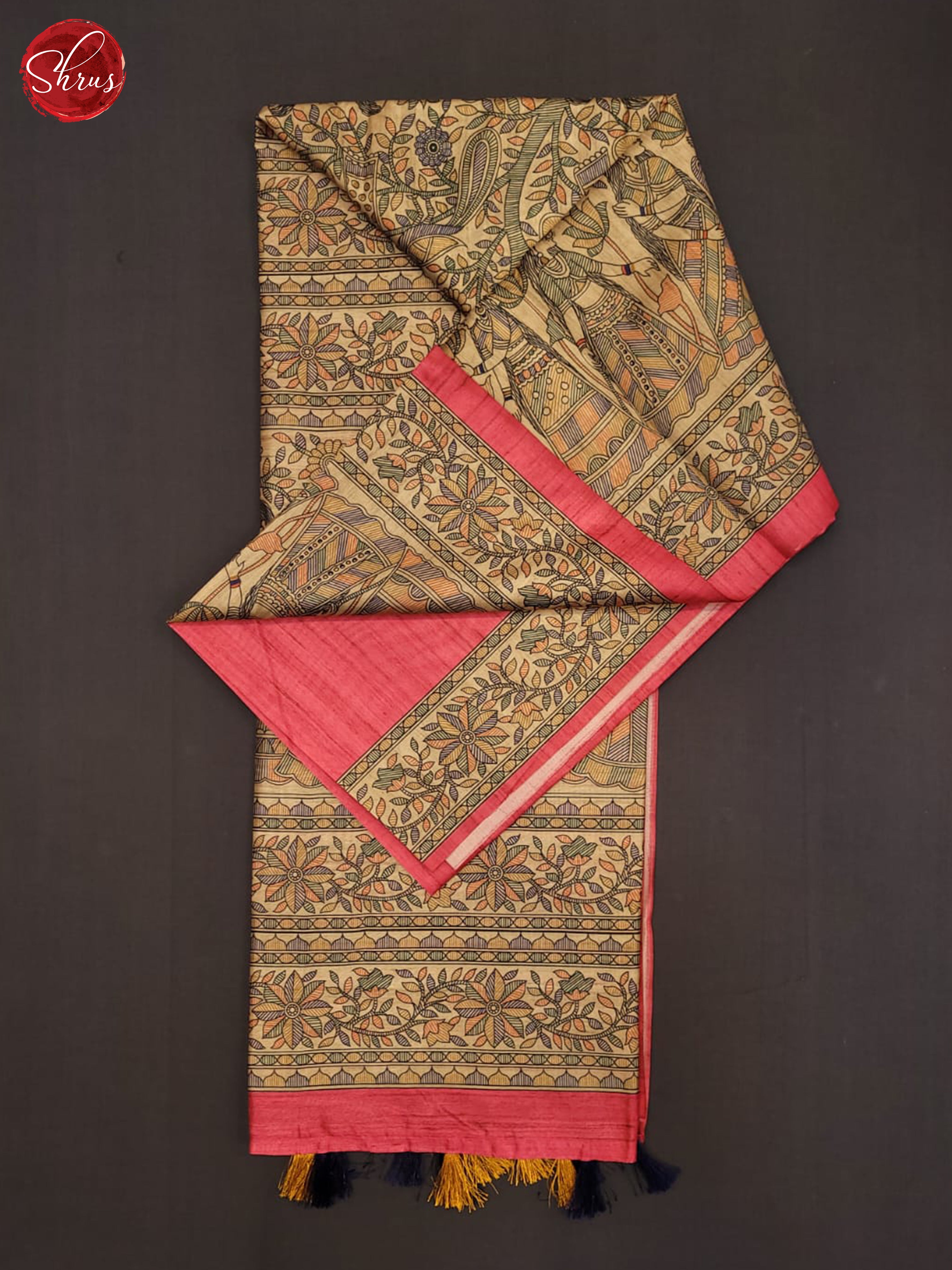 pink and beige- Semi Matka Saree - Shop on ShrusEternity.com