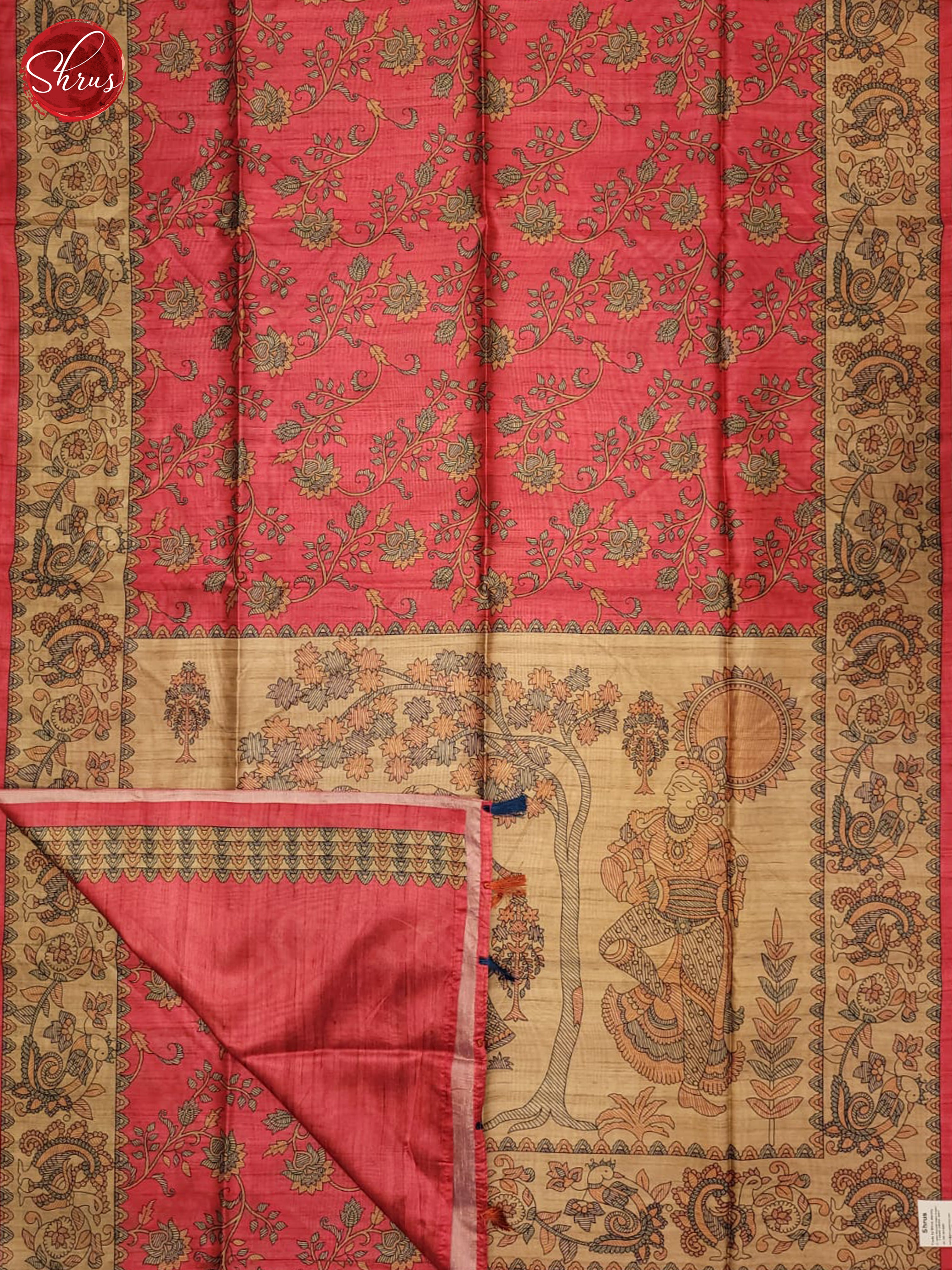 Pink and beige- Semi Matka Saree - Shop on ShrusEternity.com