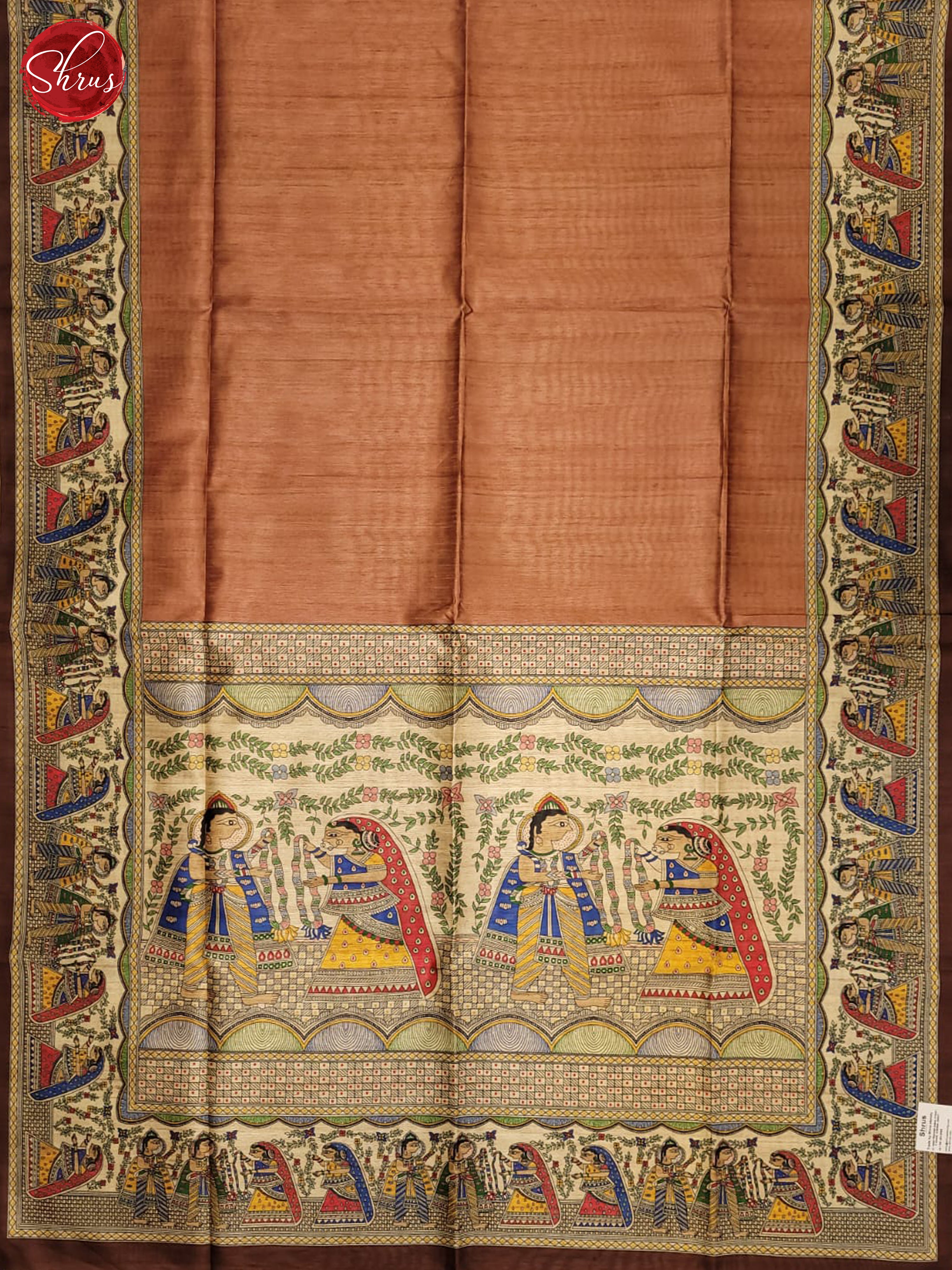 Brown and beige- Semi Matka Saree - Shop on ShrusEternity.com