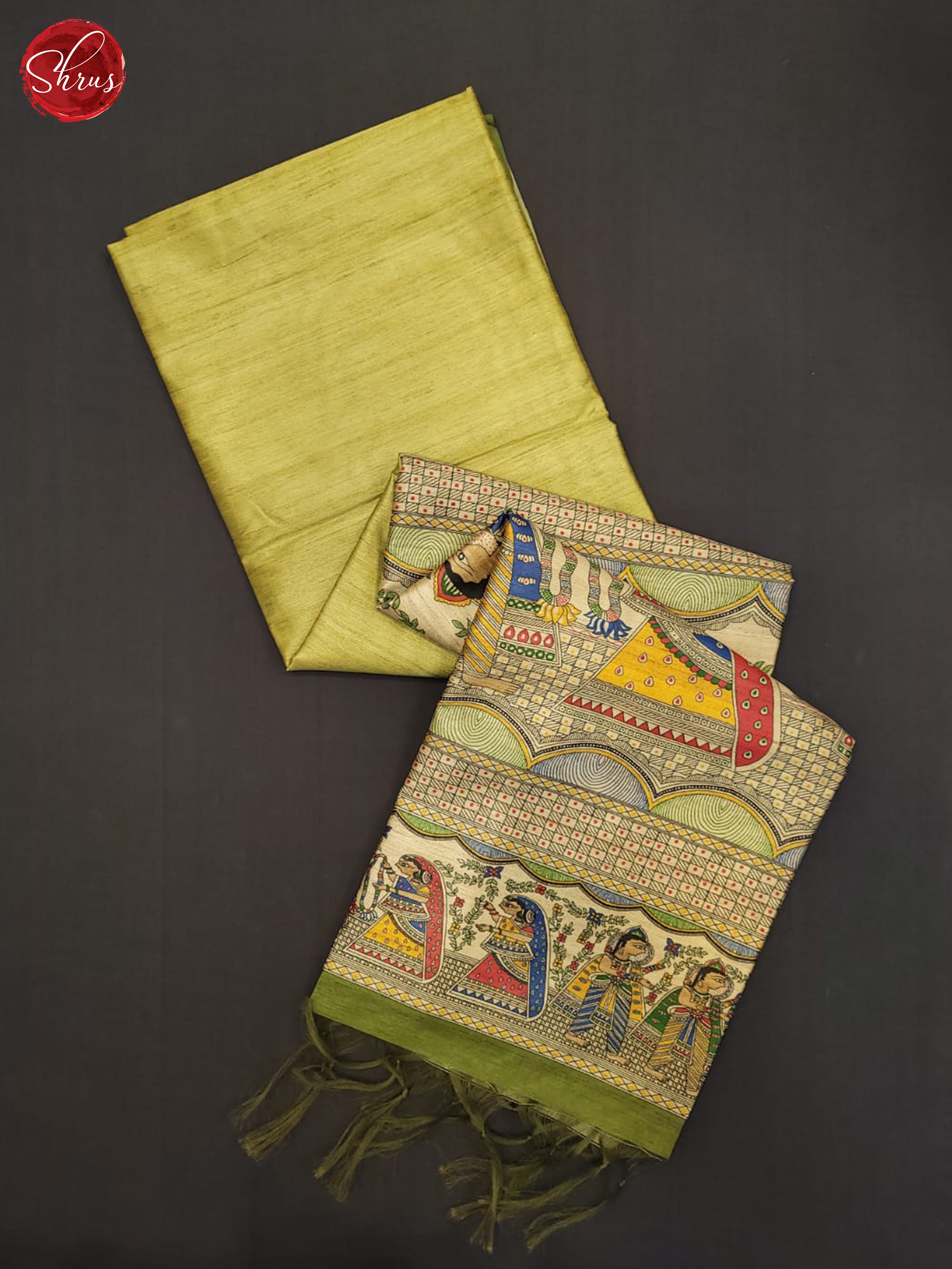 beige& Green - Semi Matka Saree - Shop on ShrusEternity.com