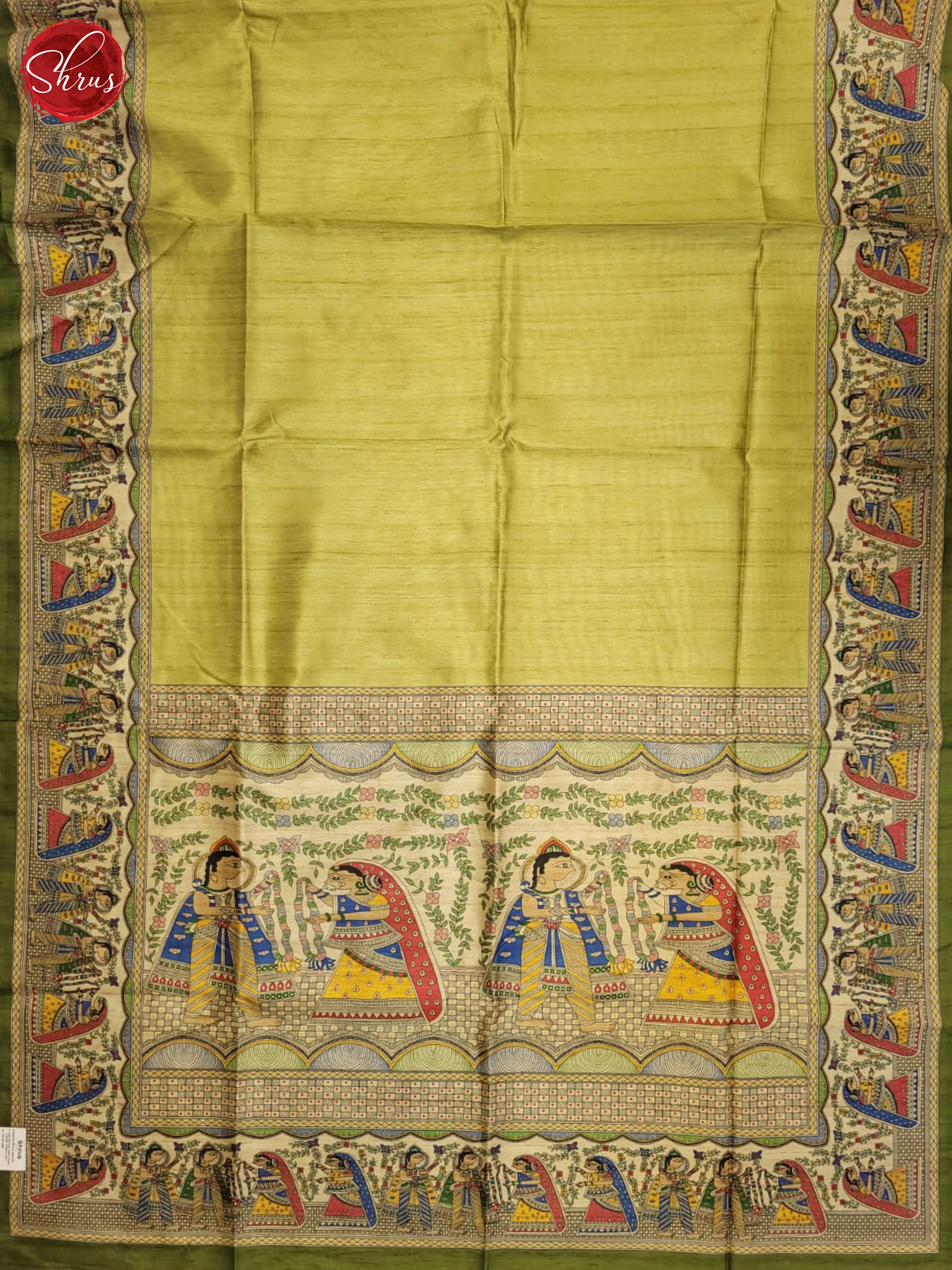 beige& Green - Semi Matka Saree - Shop on ShrusEternity.com