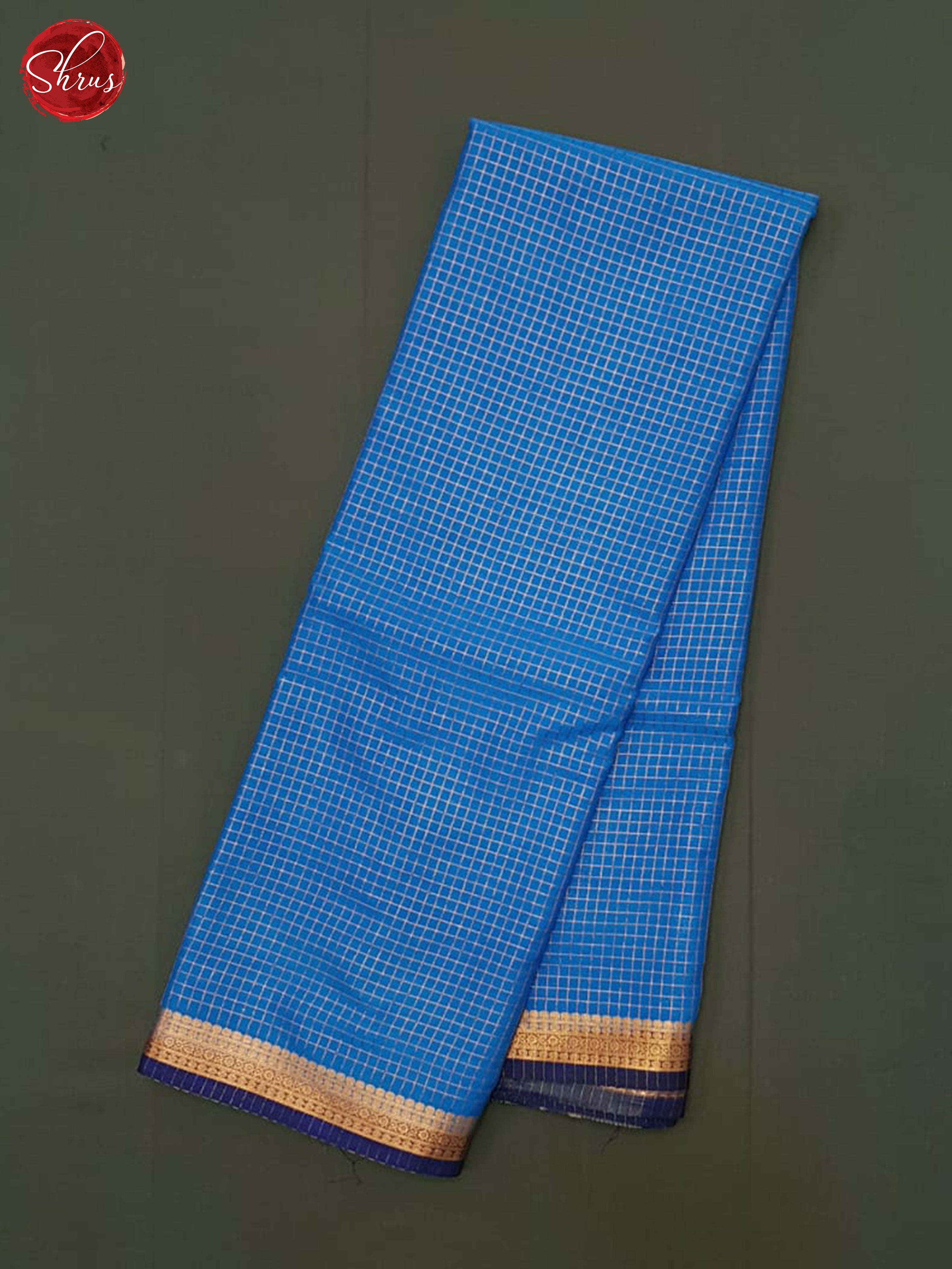 Blue & Navy Blue - Semi Mysore silk Saree - Shop on ShrusEternity.com
