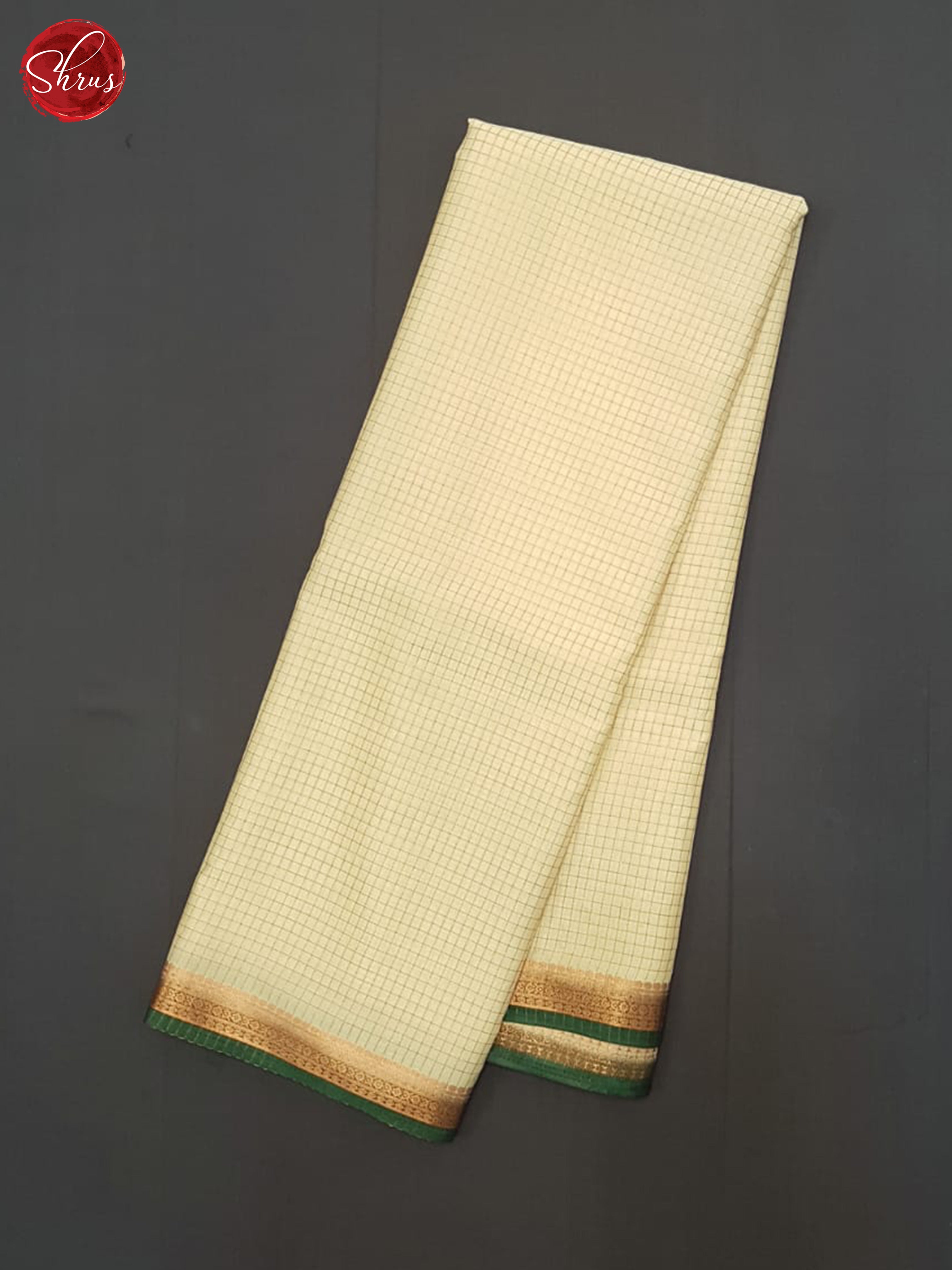 Cream & Green - Semi Mysoresilk Saree - Shop on ShrusEternity.com