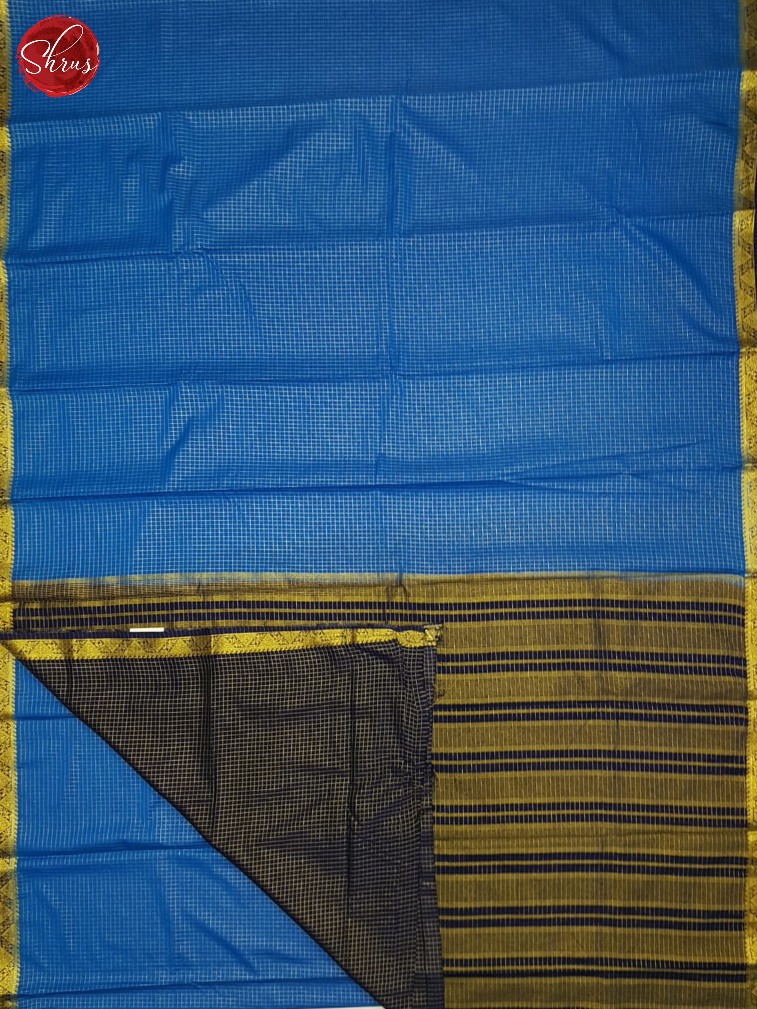 Blue & Navy Blue  - Semi Mysore silk Saree - Shop on ShrusEternity.com