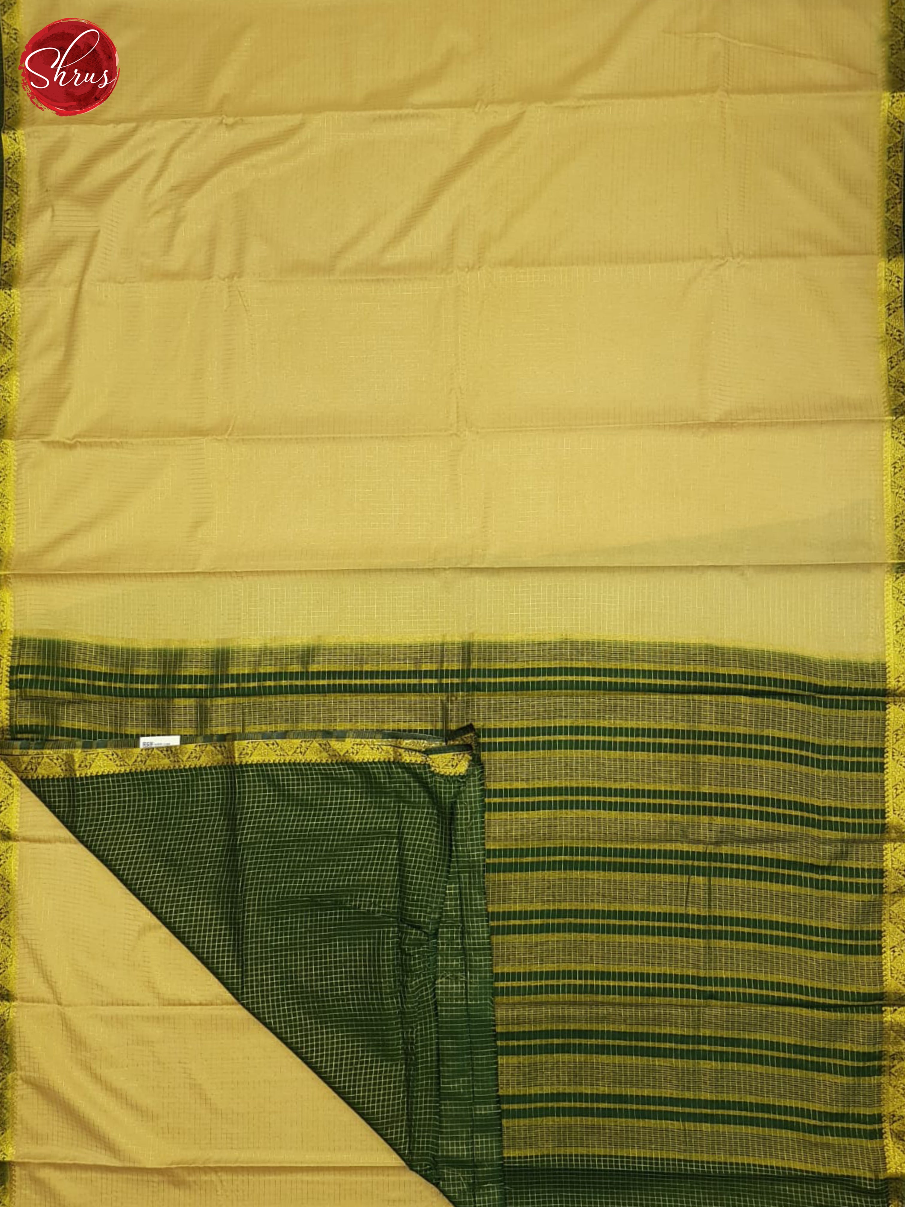 Beige &  Green- Semi Mysoresilk Saree - Shop on ShrusEternity.com