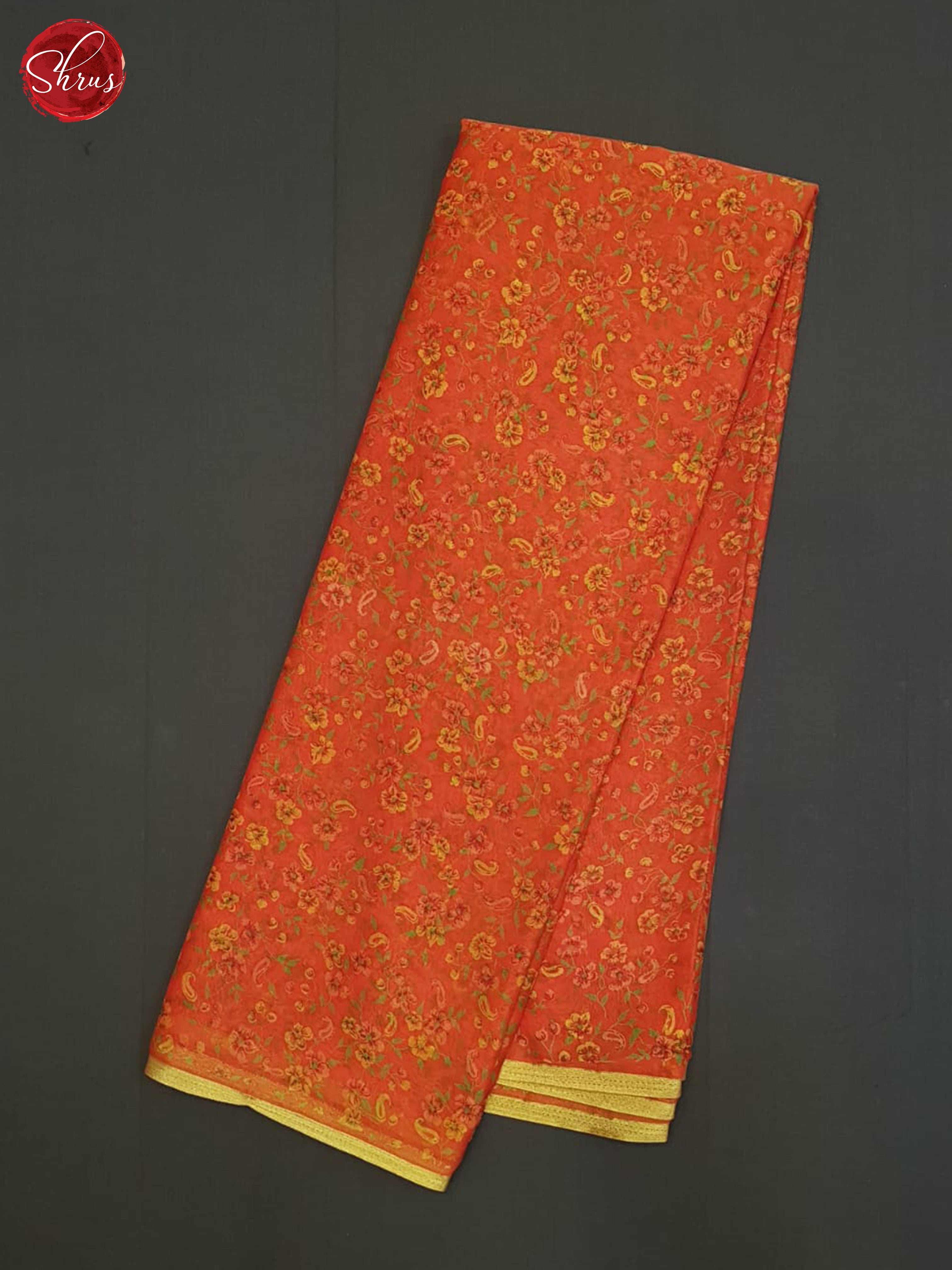 Orange(Single Tone) - Semi Chiffon Saree - Shop on ShrusEternity.com