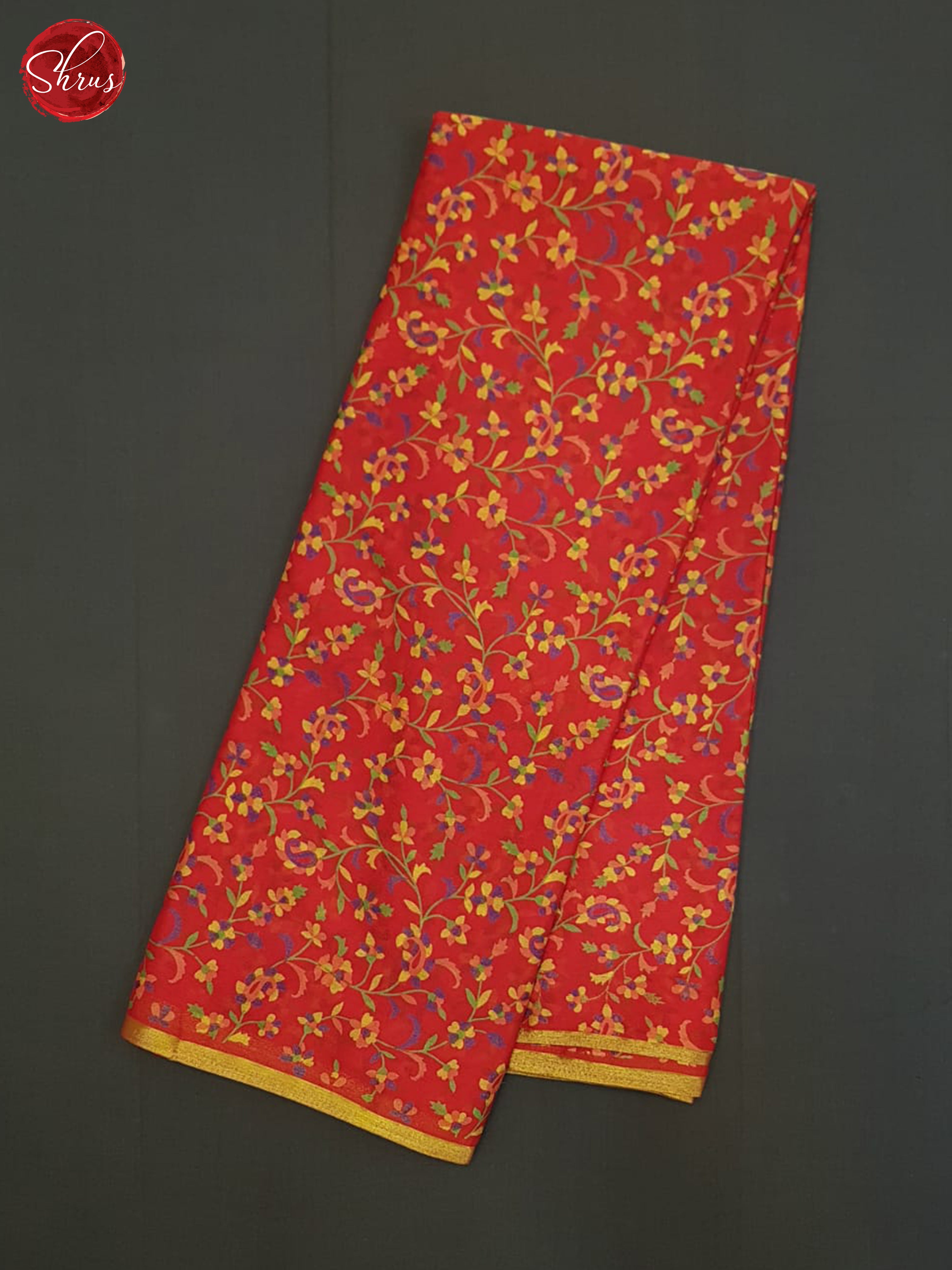 Red(Single Tone)- Semi Chiffon Saree - Shop on ShrusEternity.com