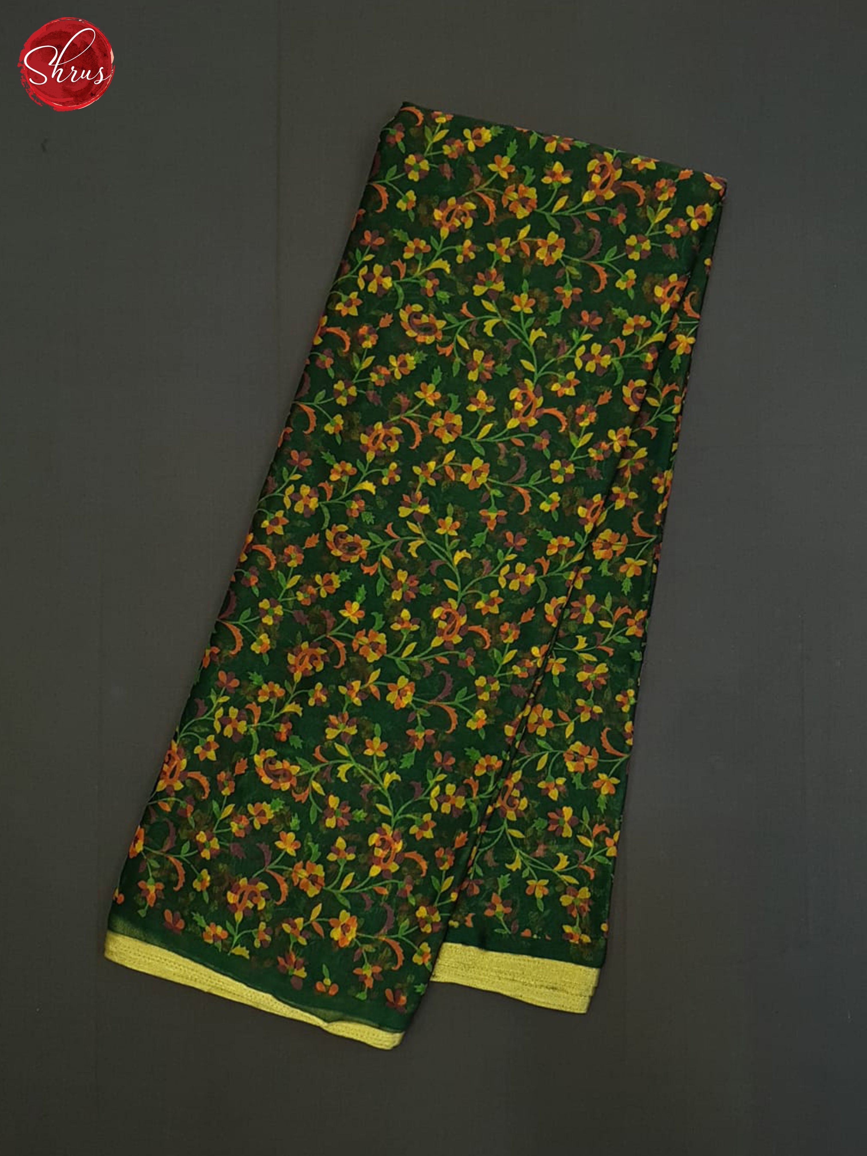 Green(Single Tone) - Semi Chiffon Saree - Shop on ShrusEternity.com