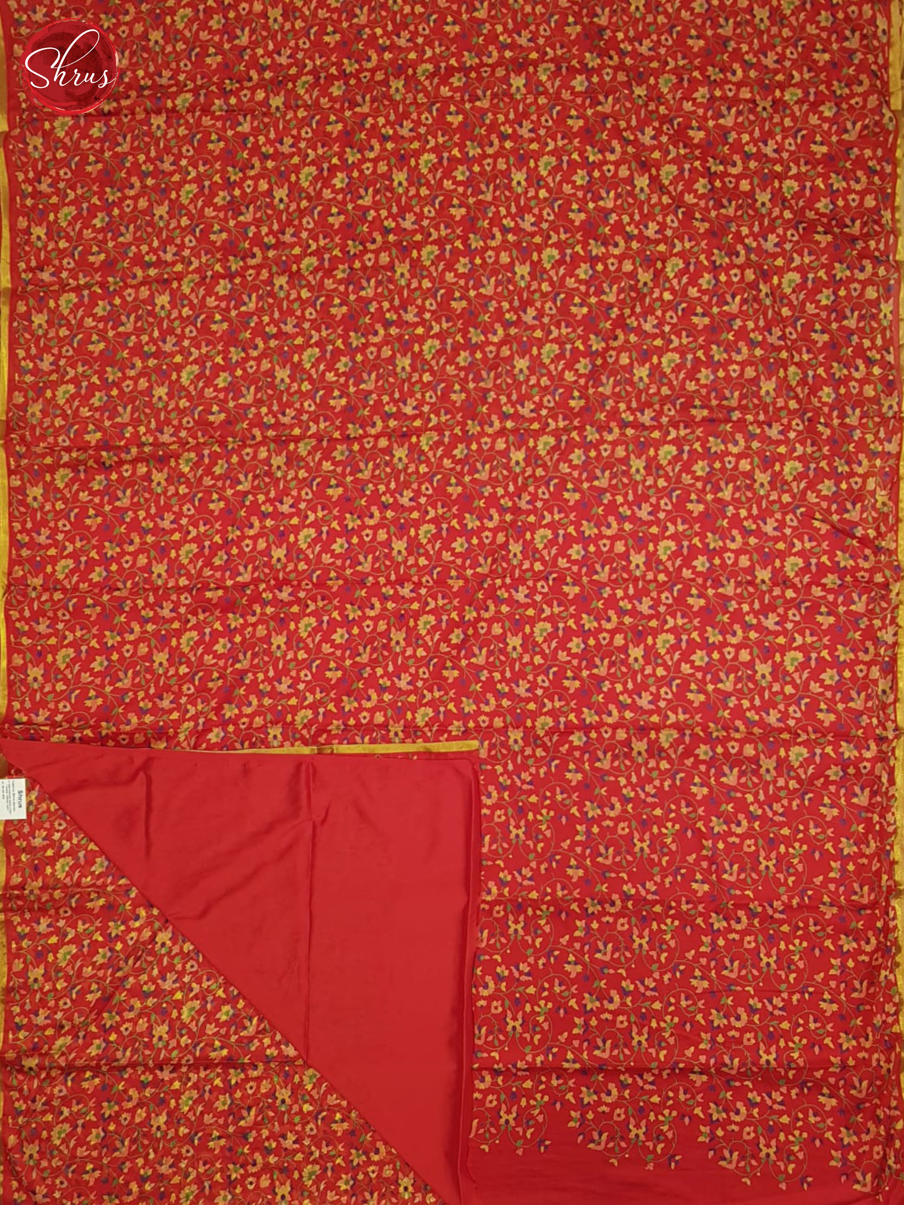 Red(Single Tone)- Semi Chiffon Saree - Shop on ShrusEternity.com