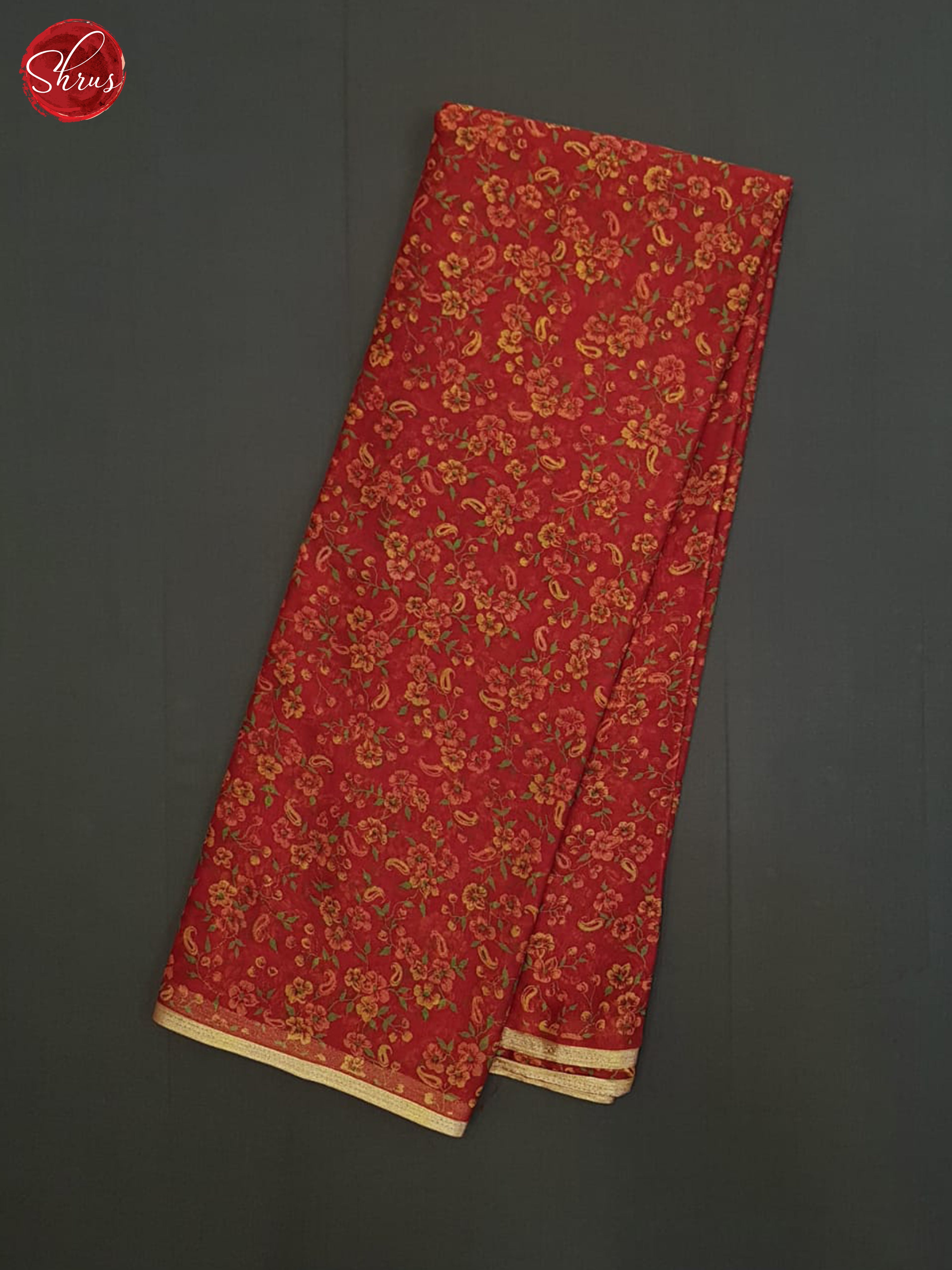 Red(Single tone) - Semi Chiffon Saree - Shop on ShrusEternity.com