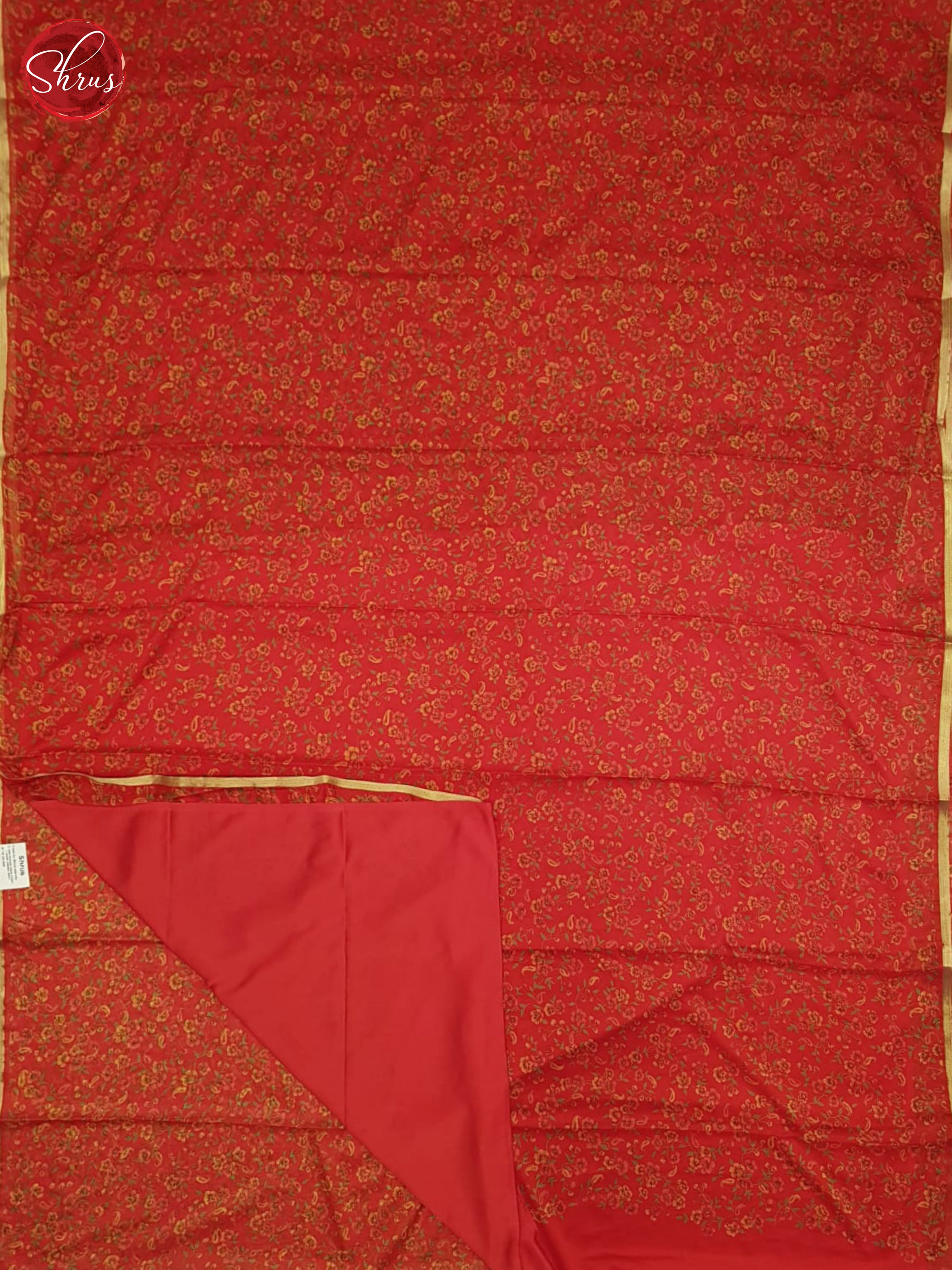 Red(Single Tone)- Semi Chiffon Saree - Shop on ShrusEternity.com