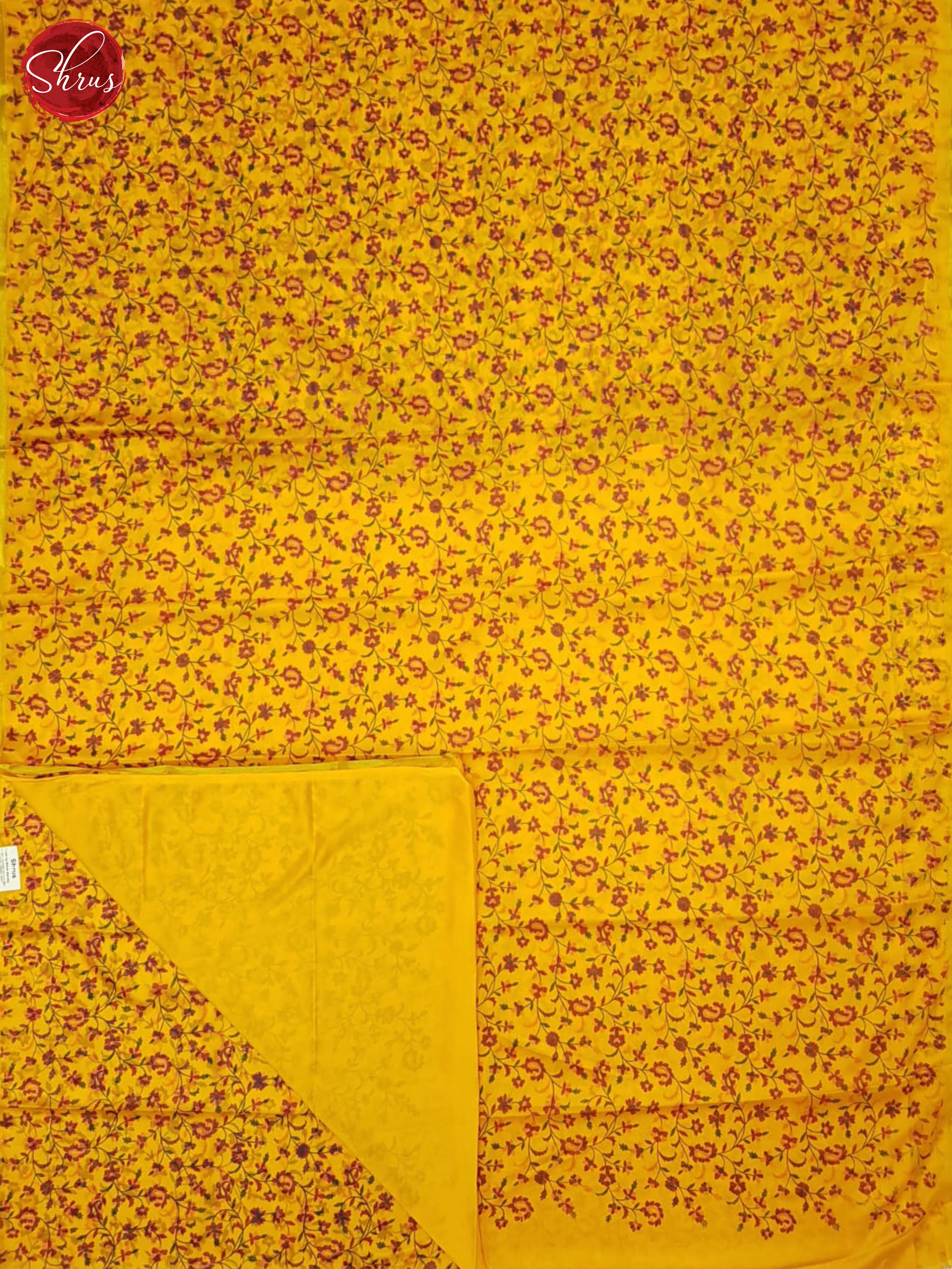 Yellow(Single Tone) - Semi Chiffon Saree - Shop on ShrusEternity.com