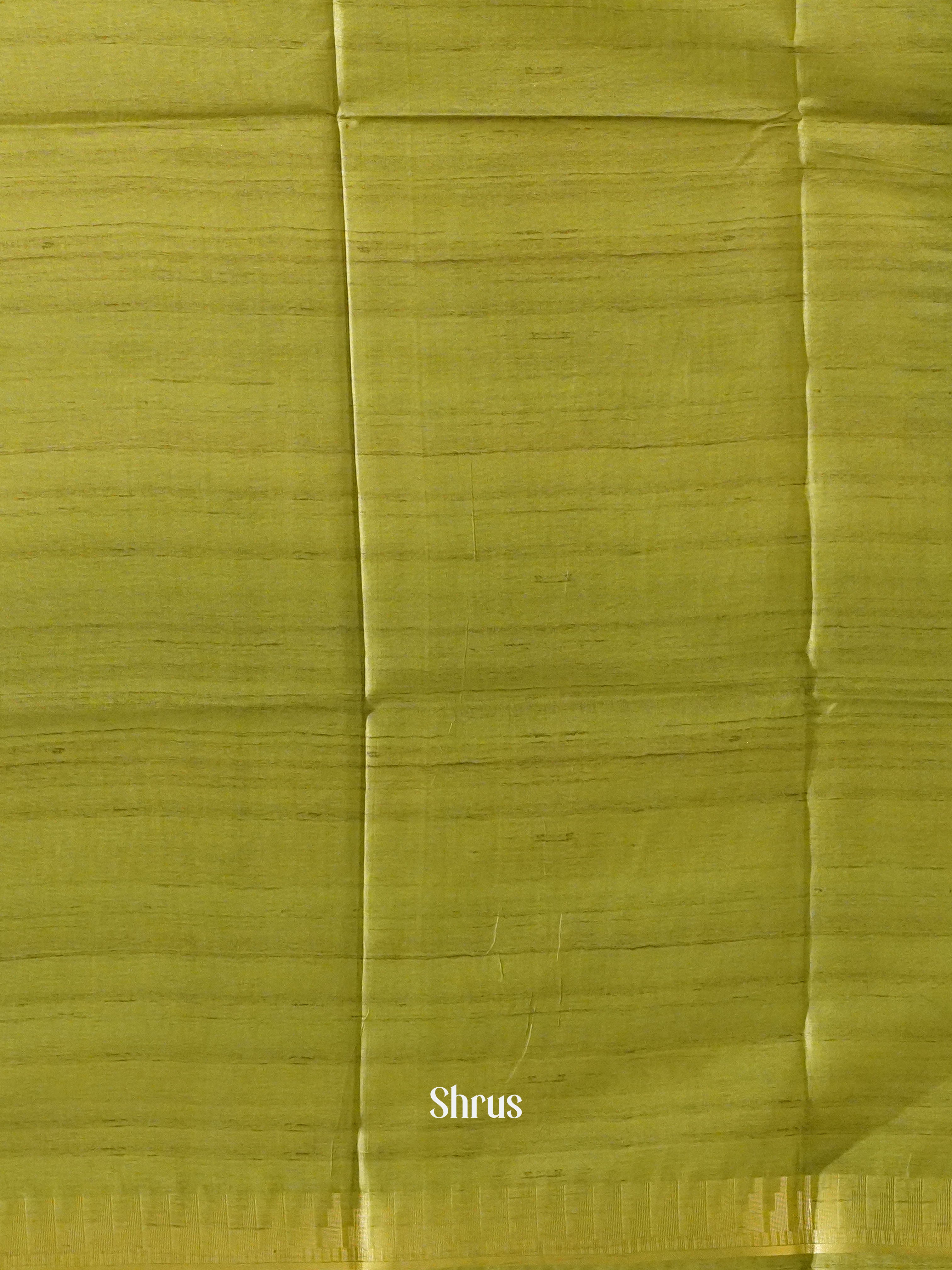 Beige Green And Pink- Semi Raw Silk Saree